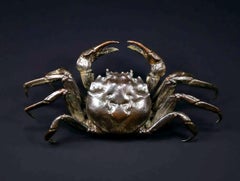 Japanese Bronze Crab Okimono Meiji Signed Yasunosuke