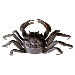 Japanese Bronze Crab Okimono Meiji Signed Yasunosuke