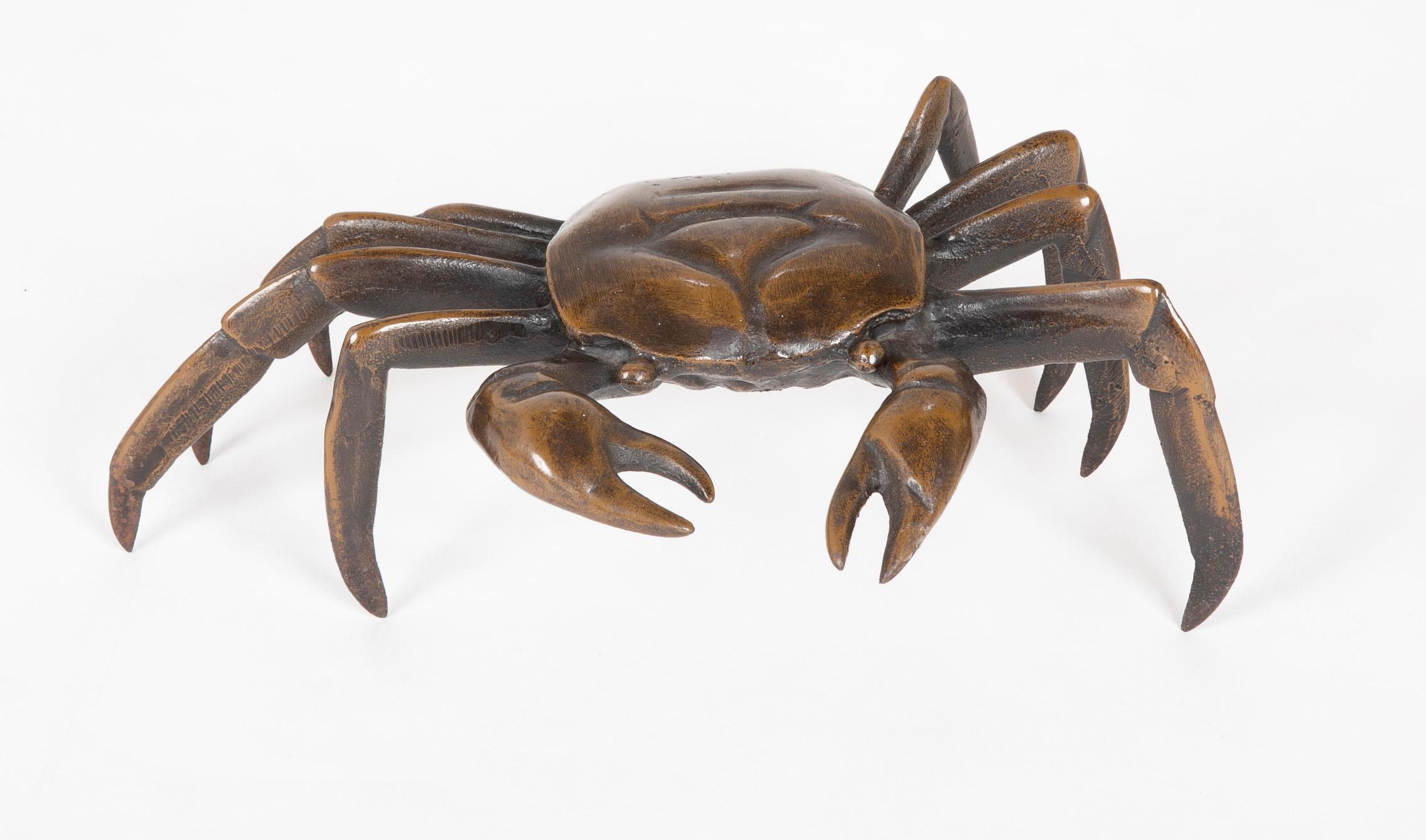 Cast Japanese Bronze Crab Sculpture