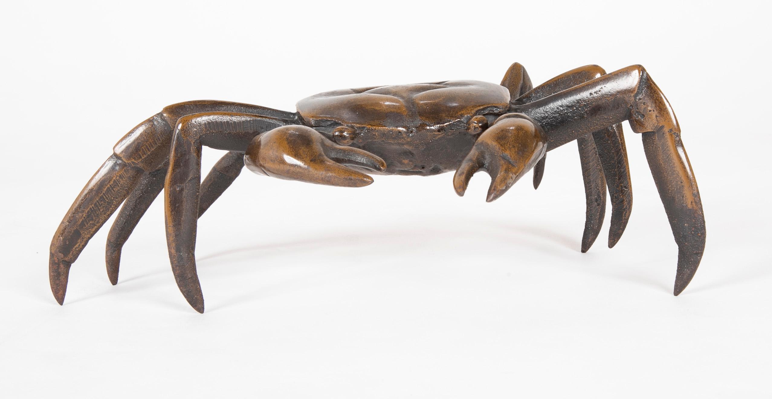 Japanese Bronze Crab Sculpture In Good Condition In Stamford, CT