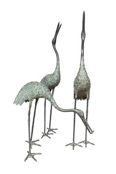 Japanese Bronze Cranes , Set of Three