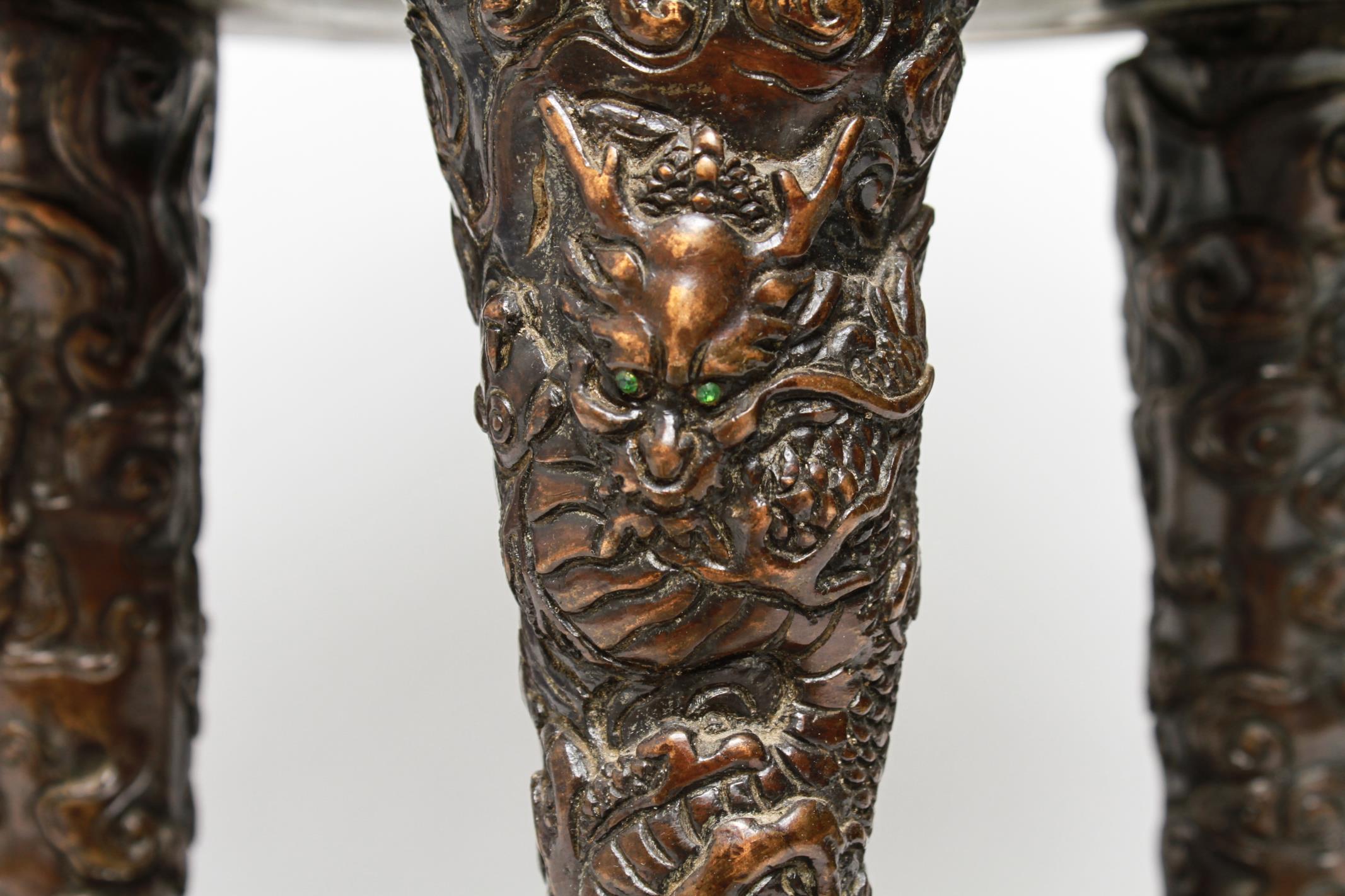 Japanese Bronze Dragon and Phoenix Incense Burner 6