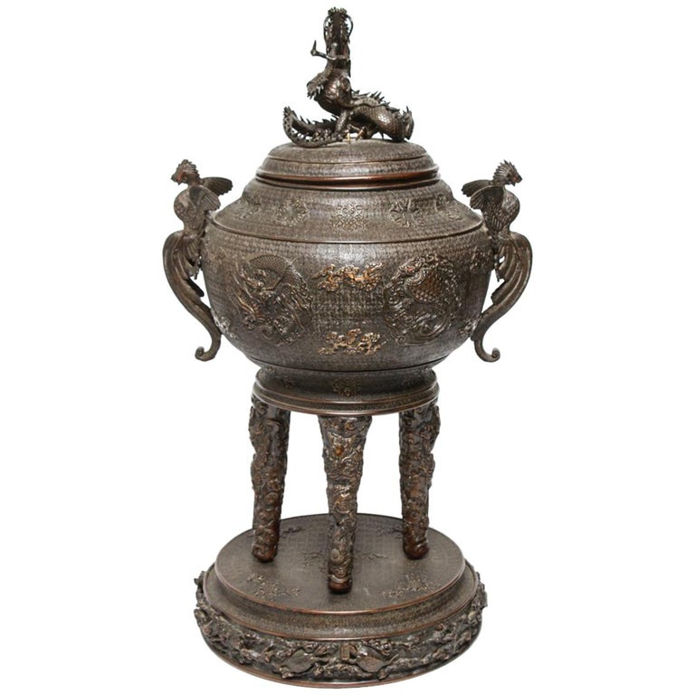 Japanese Bronze Dragon and Phoenix Incense Burner at 1stDibs japanese