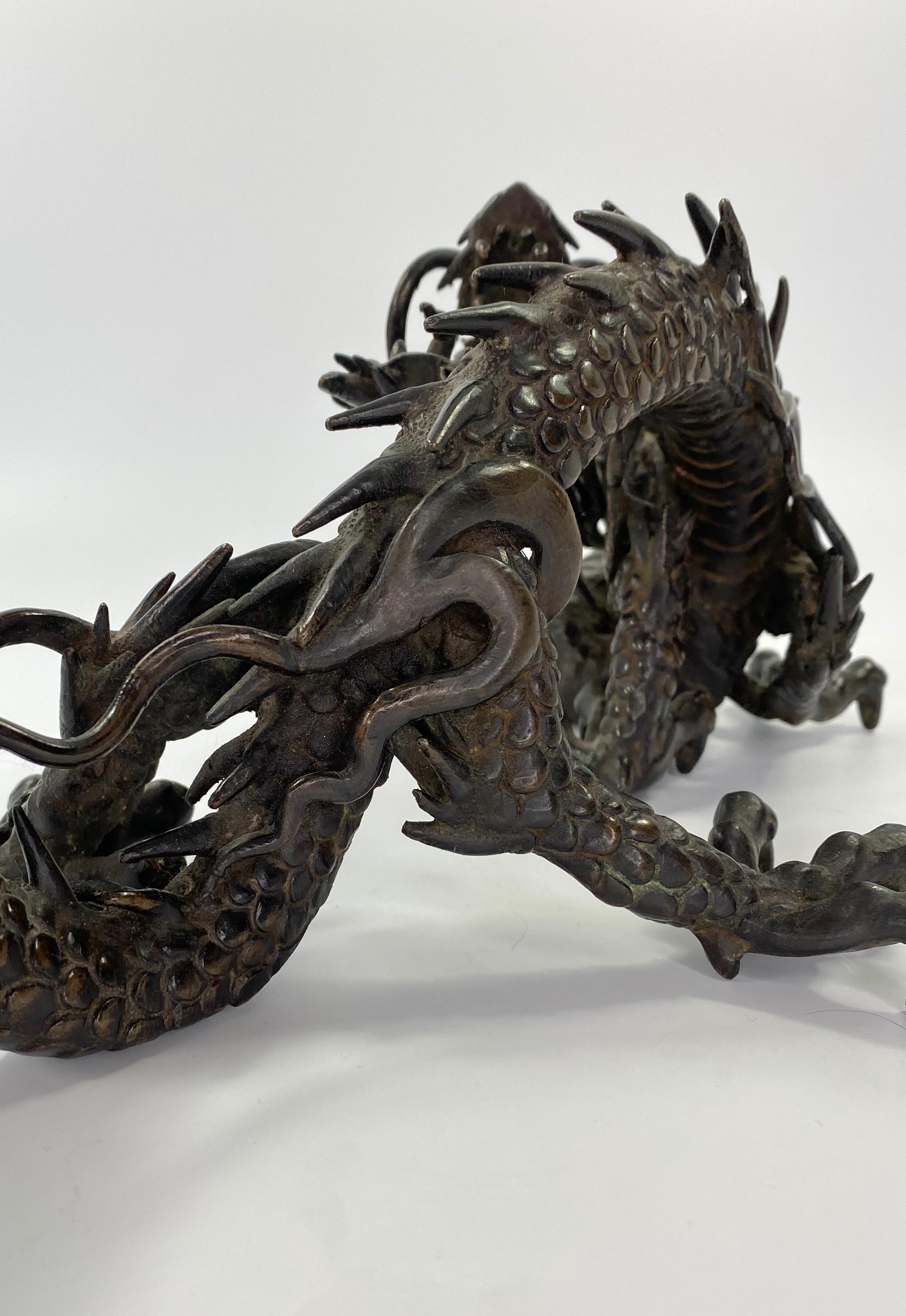 Japanischer Bronze-Drache Okimono:: Meiji-Periode 5