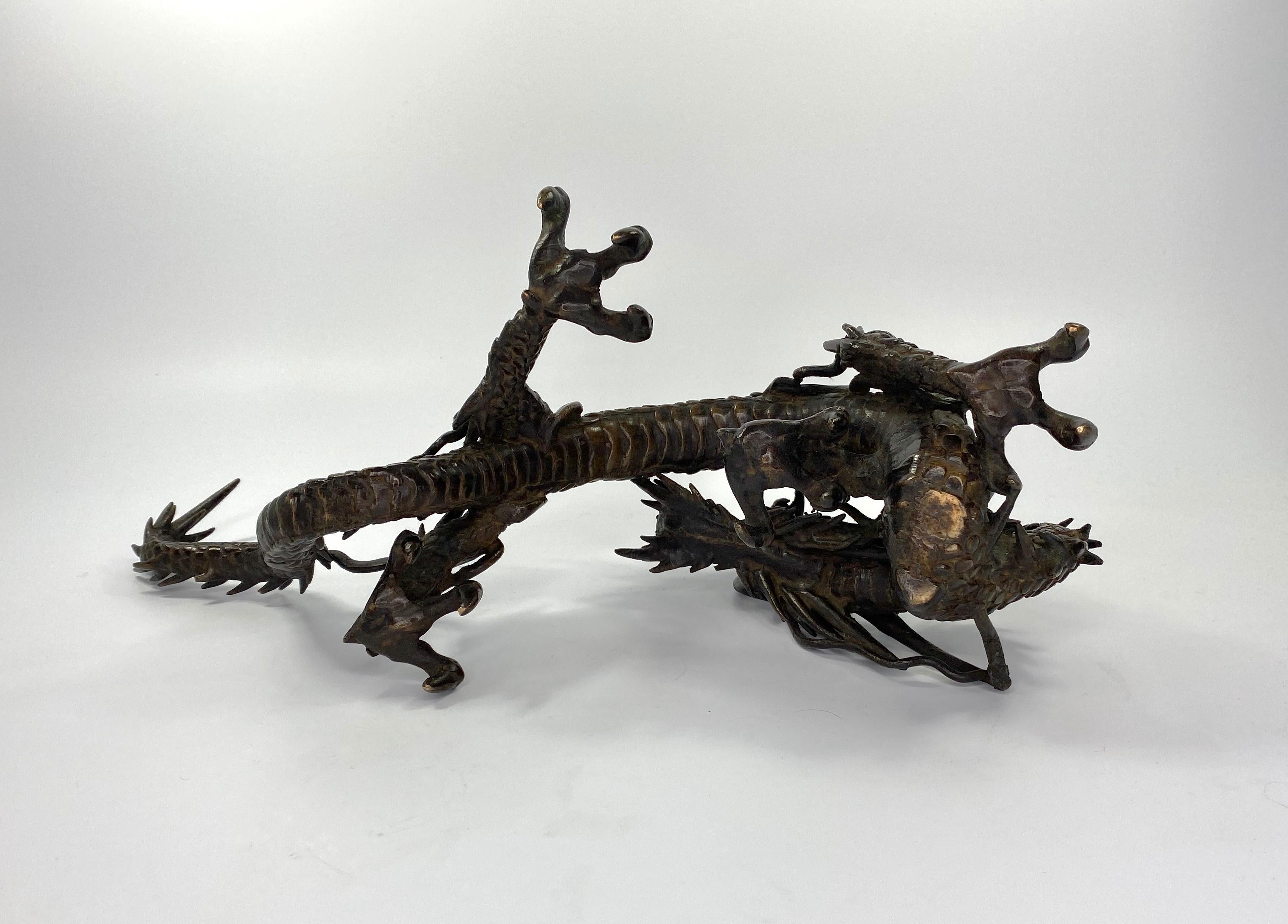 Japanischer Bronze-Drache Okimono:: Meiji-Periode 10