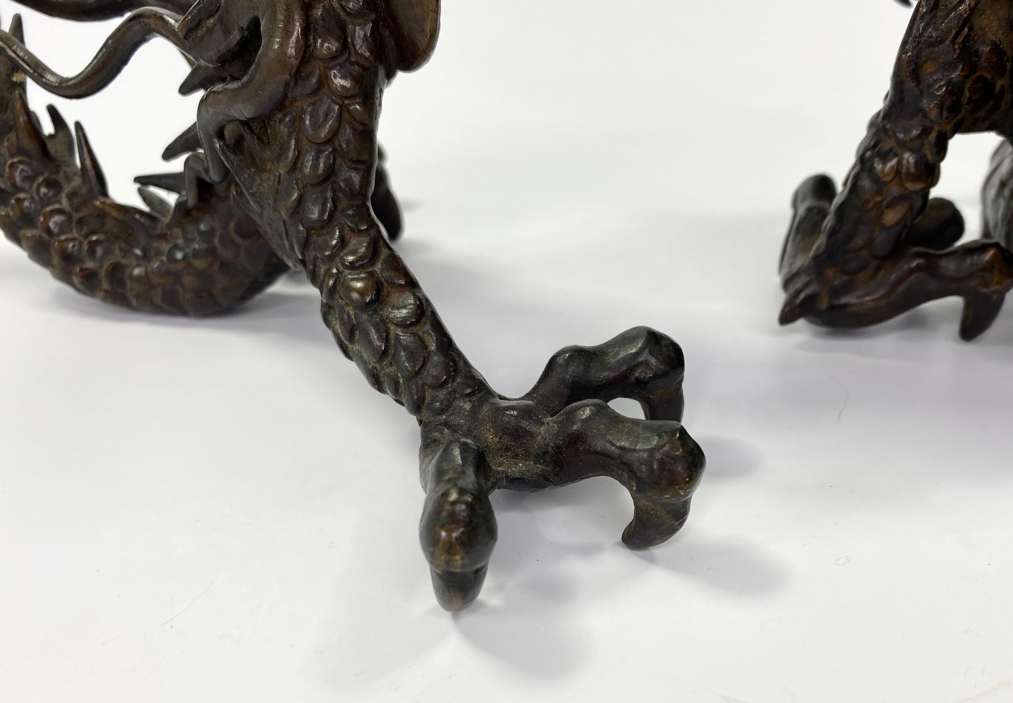 Japanischer Bronze-Drache Okimono:: Meiji-Periode (Spätes 19. Jahrhundert)