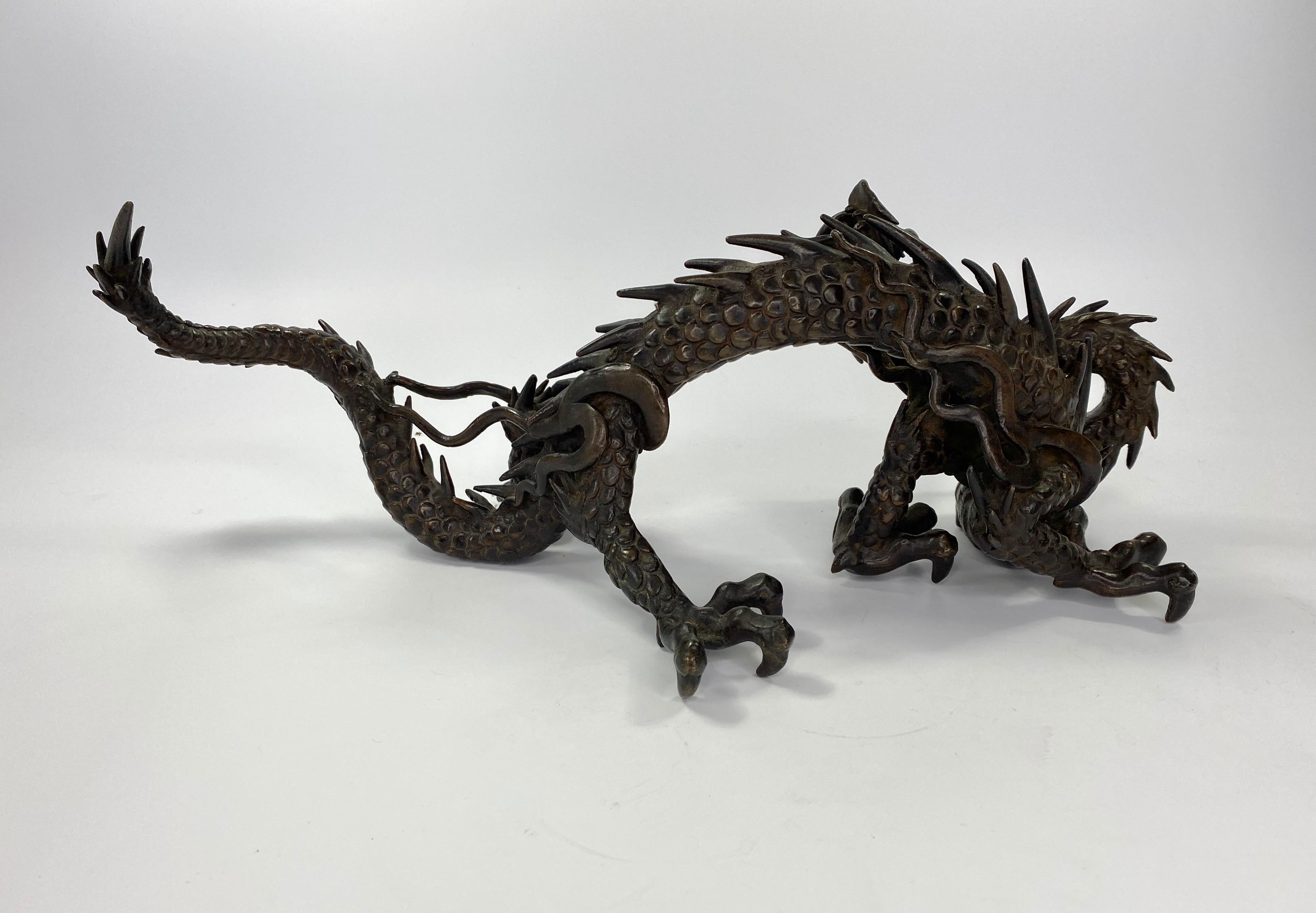 Japanischer Bronze-Drache Okimono:: Meiji-Periode 1