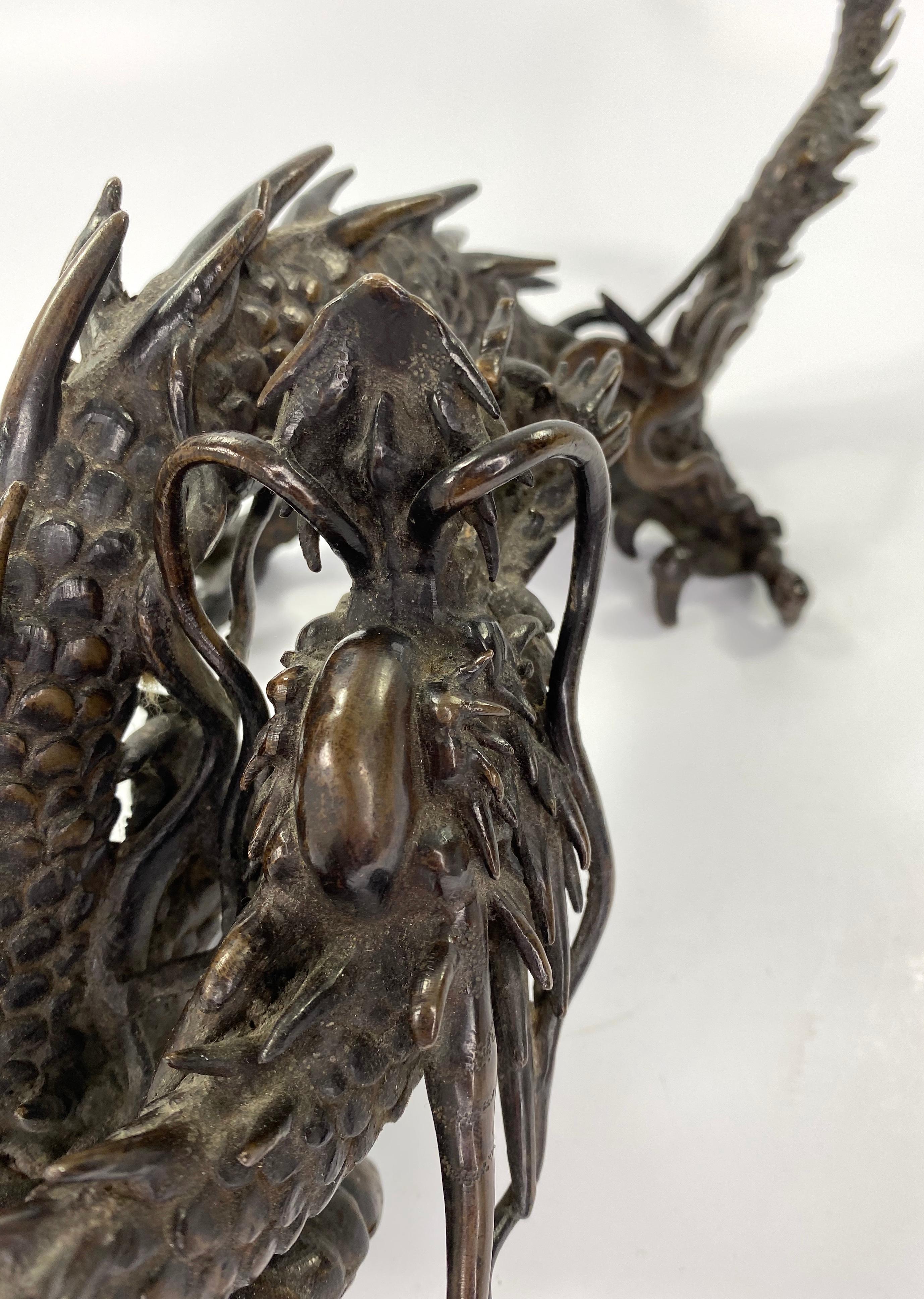 Japanischer Bronze-Drache Okimono:: Meiji-Periode 2