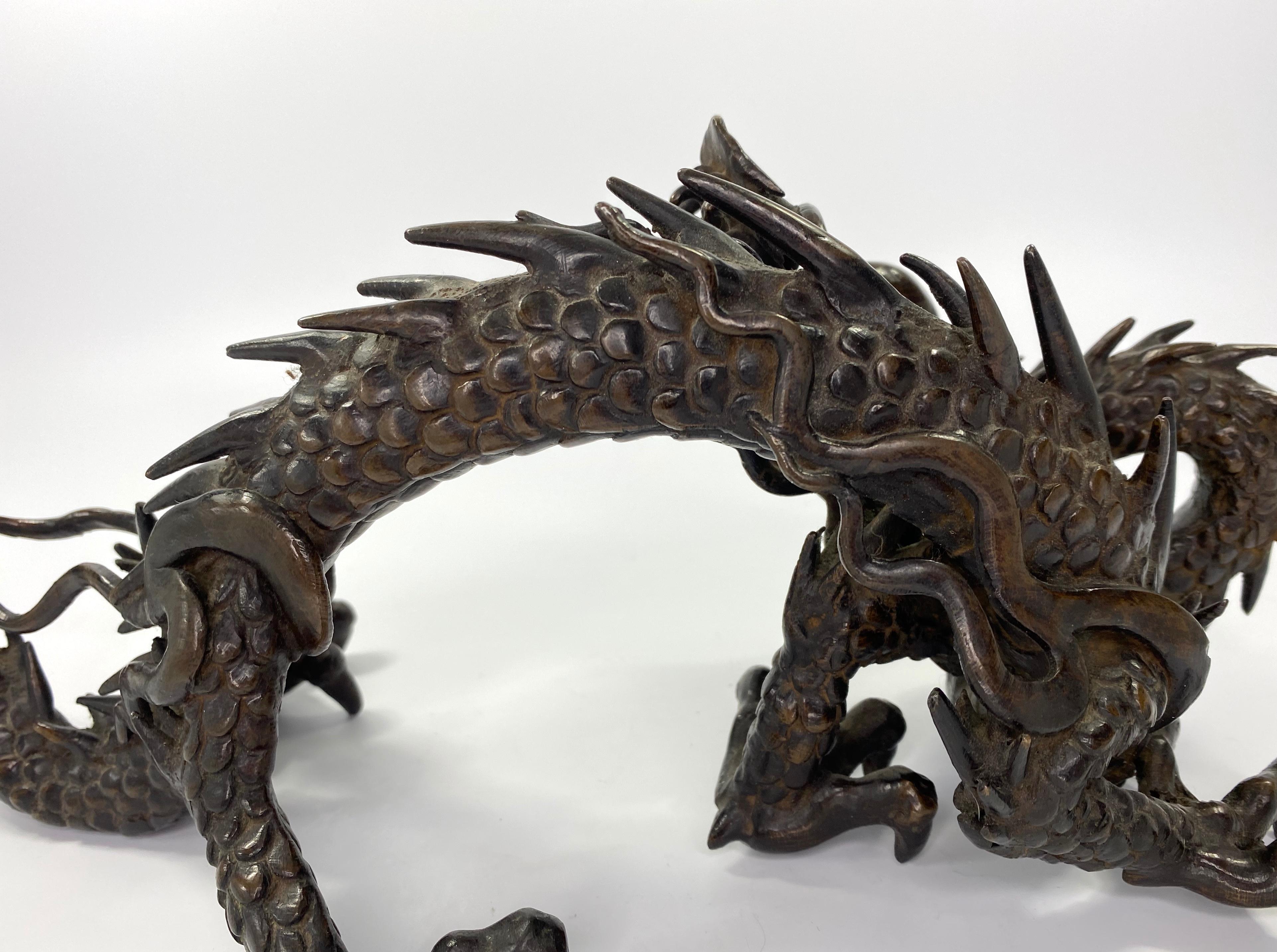 Japanischer Bronze-Drache Okimono:: Meiji-Periode 3