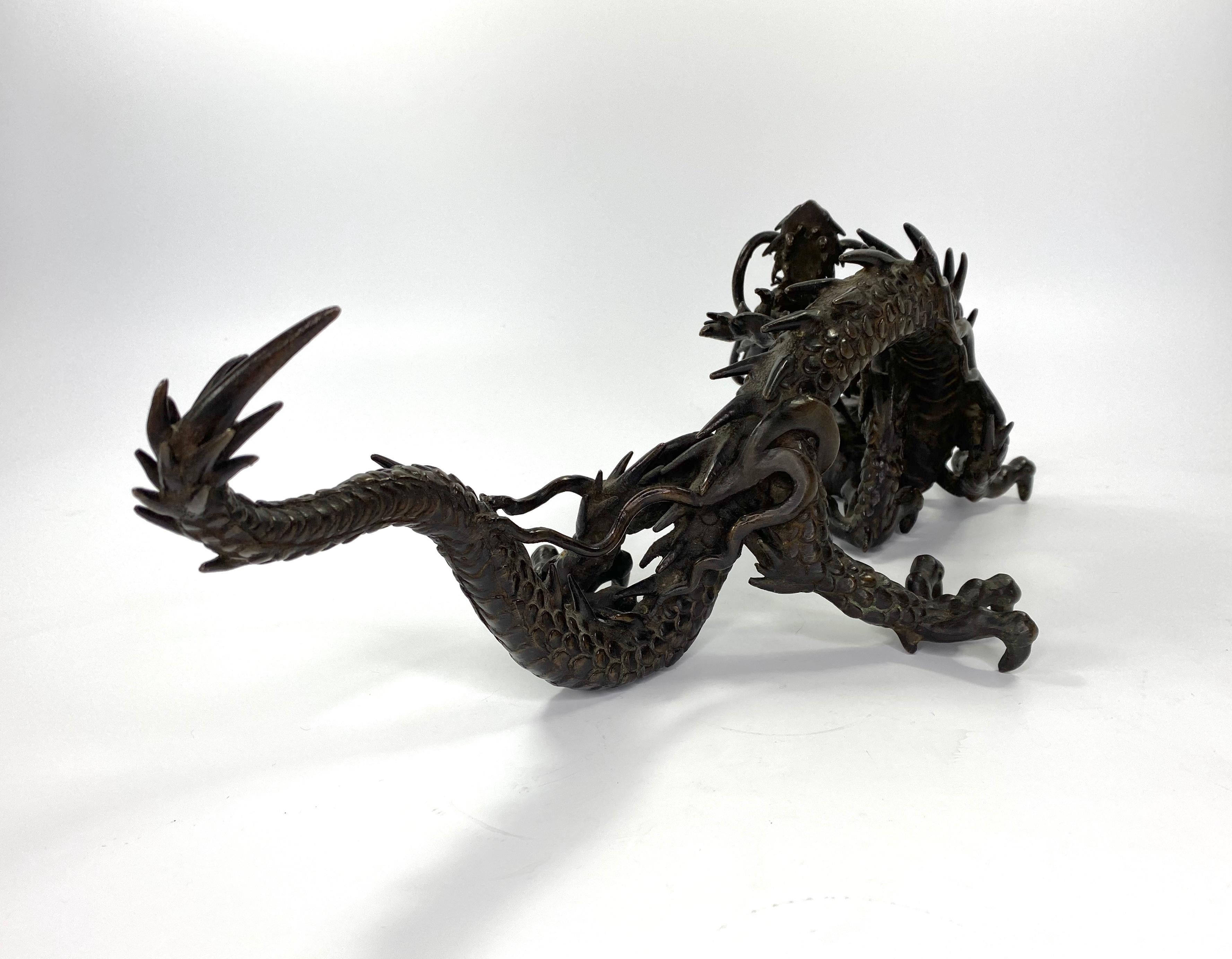 Japanischer Bronze-Drache Okimono:: Meiji-Periode 4