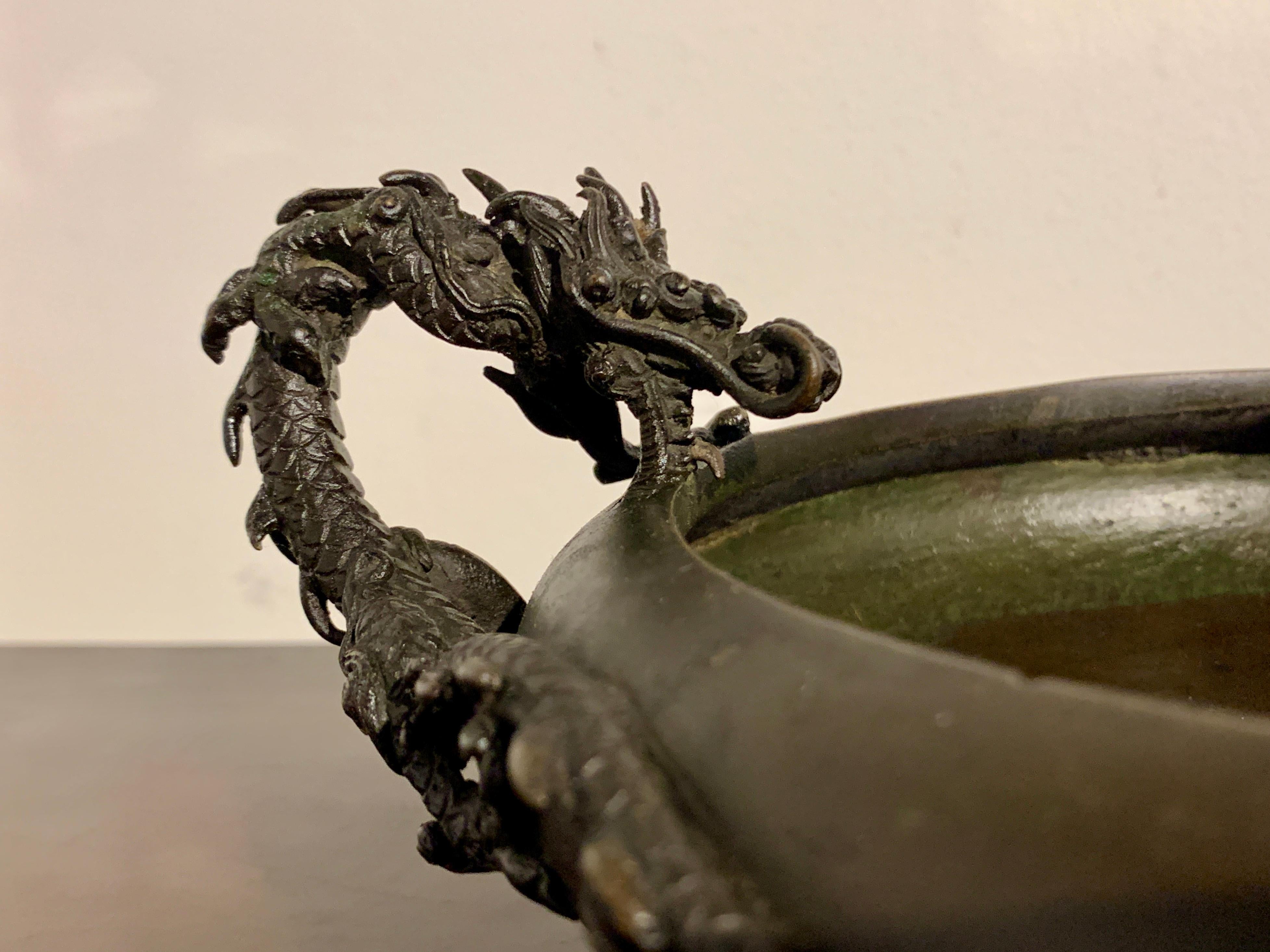 Japanese Bronze Dragon Suiban, Ikebana Vessel, Meiji Period, Japan 4