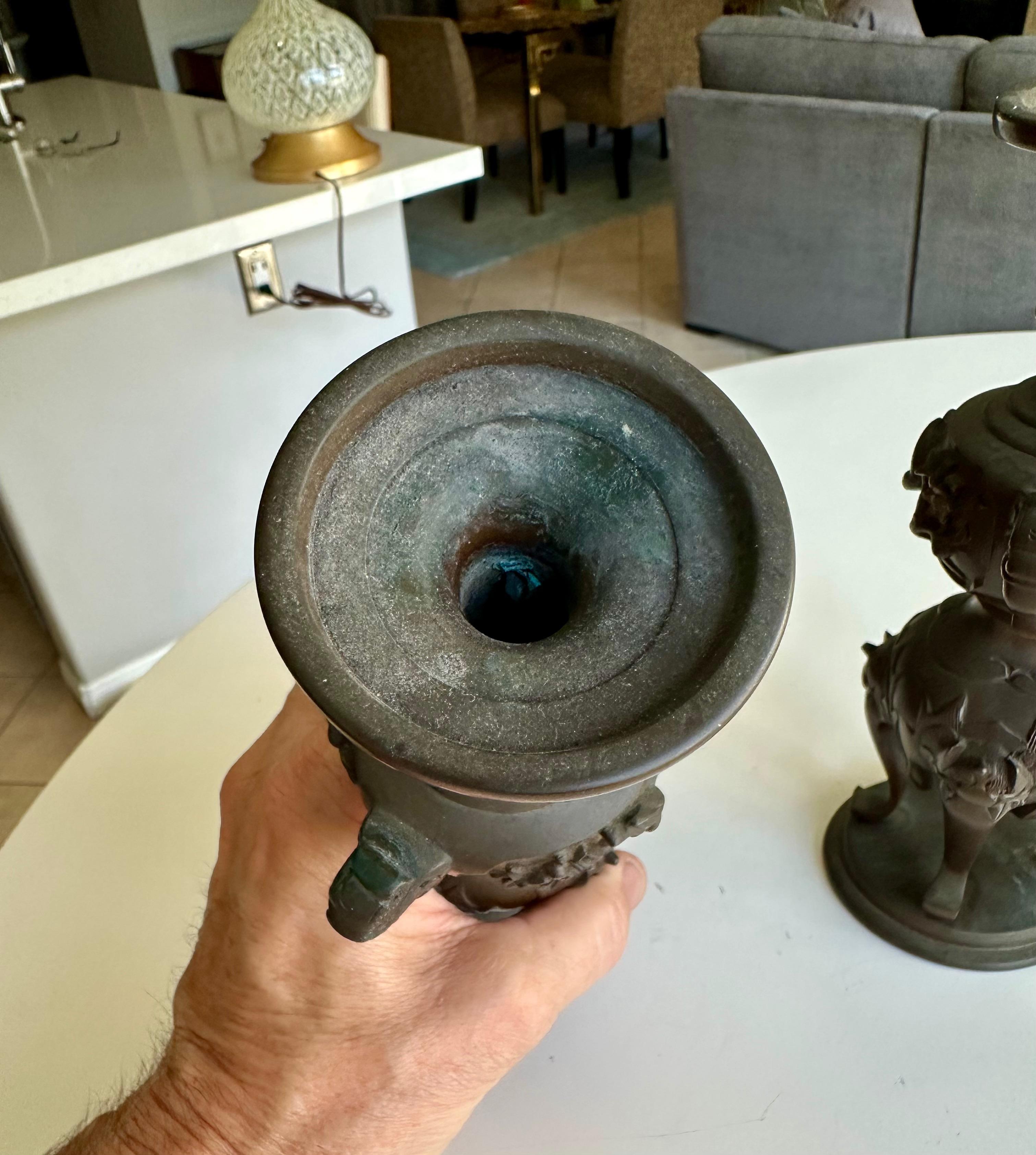 Japanese Bronze Elephant Handle Candlestick Holders For Sale 7