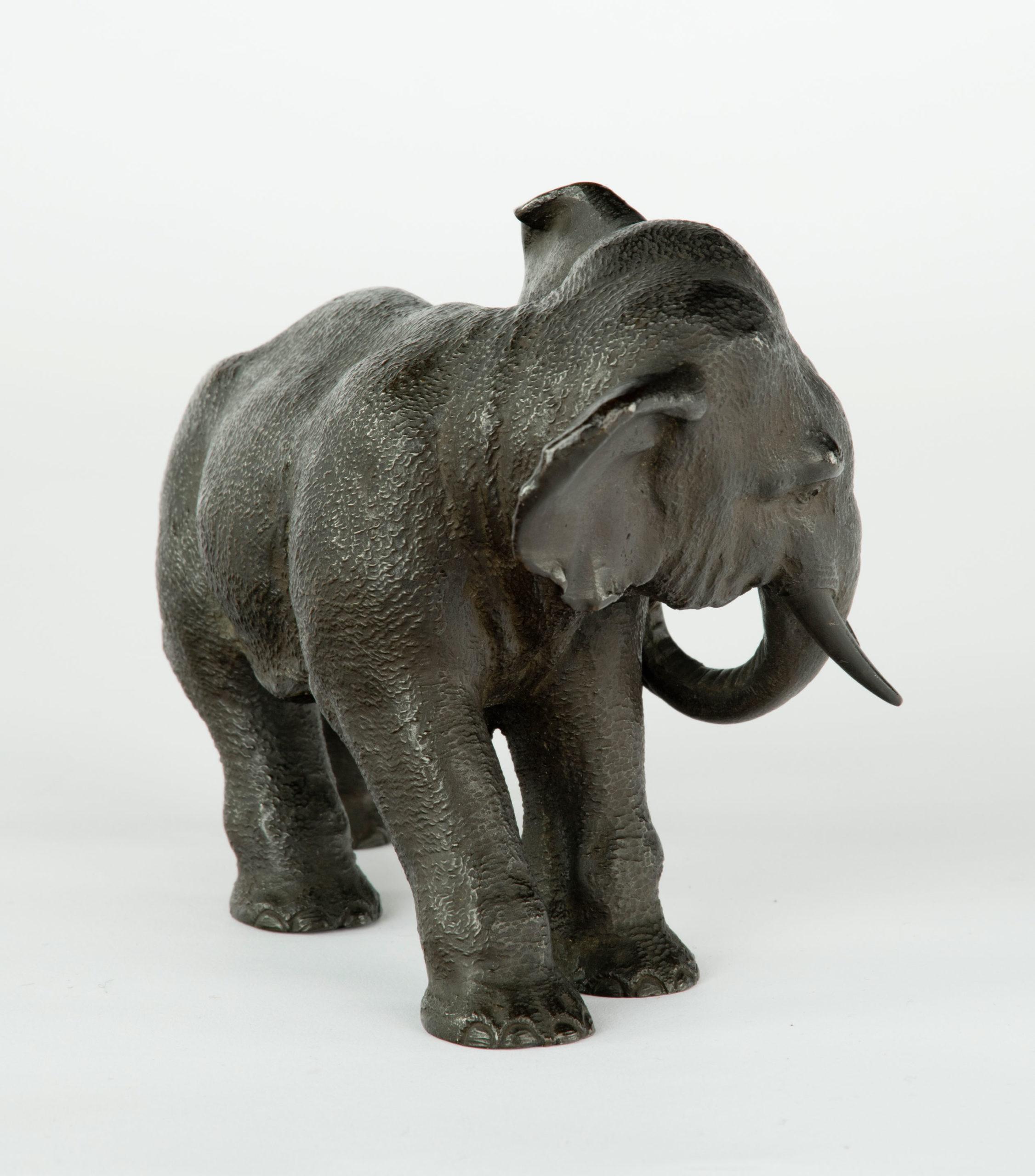 Meiji Japanese Bronze Elephant Okimono by Maruki Company   