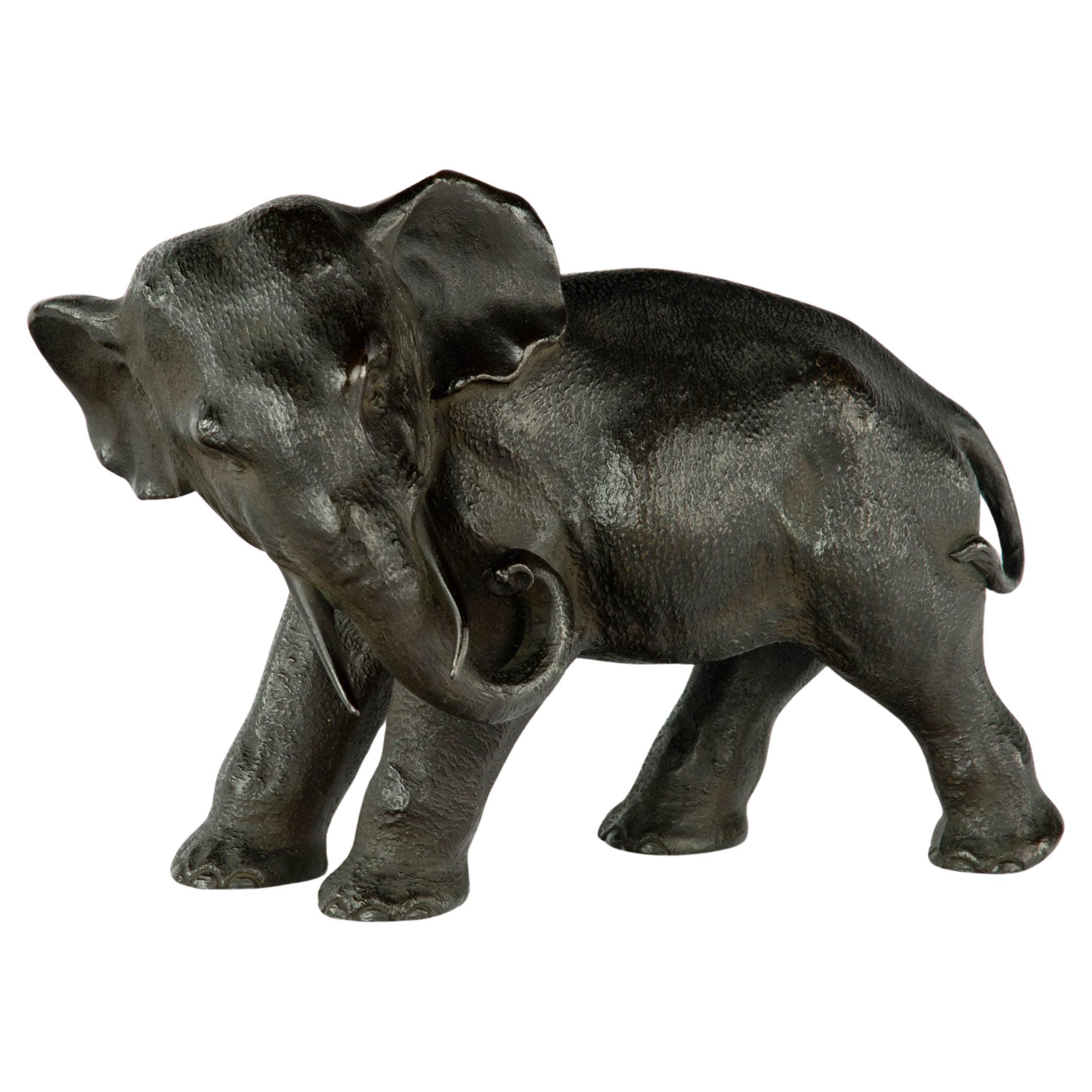 Japanese Bronze Elephant Okimono by Maruki Company   