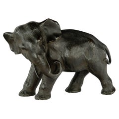 Japanese Bronze Elephant Okimono by Maruki Company