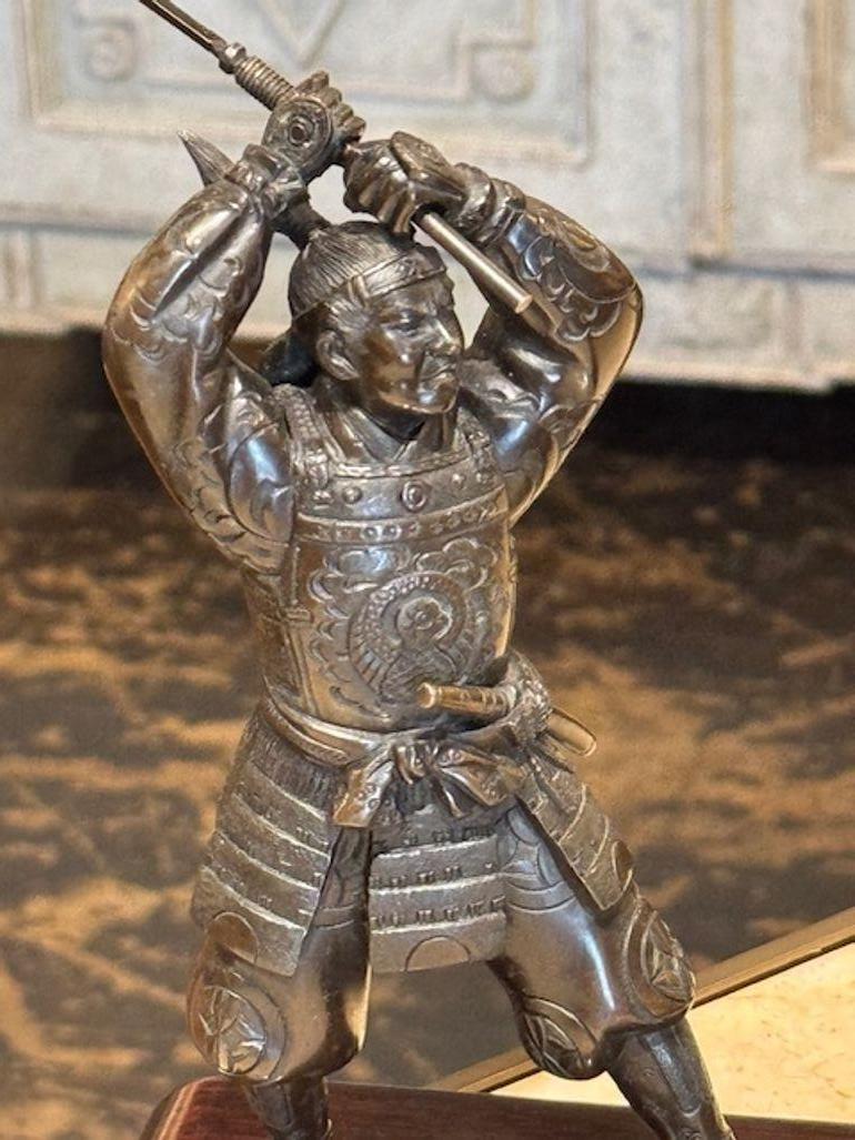 19th Century Japanese Bronze Fighting Samurai Warriors For Sale