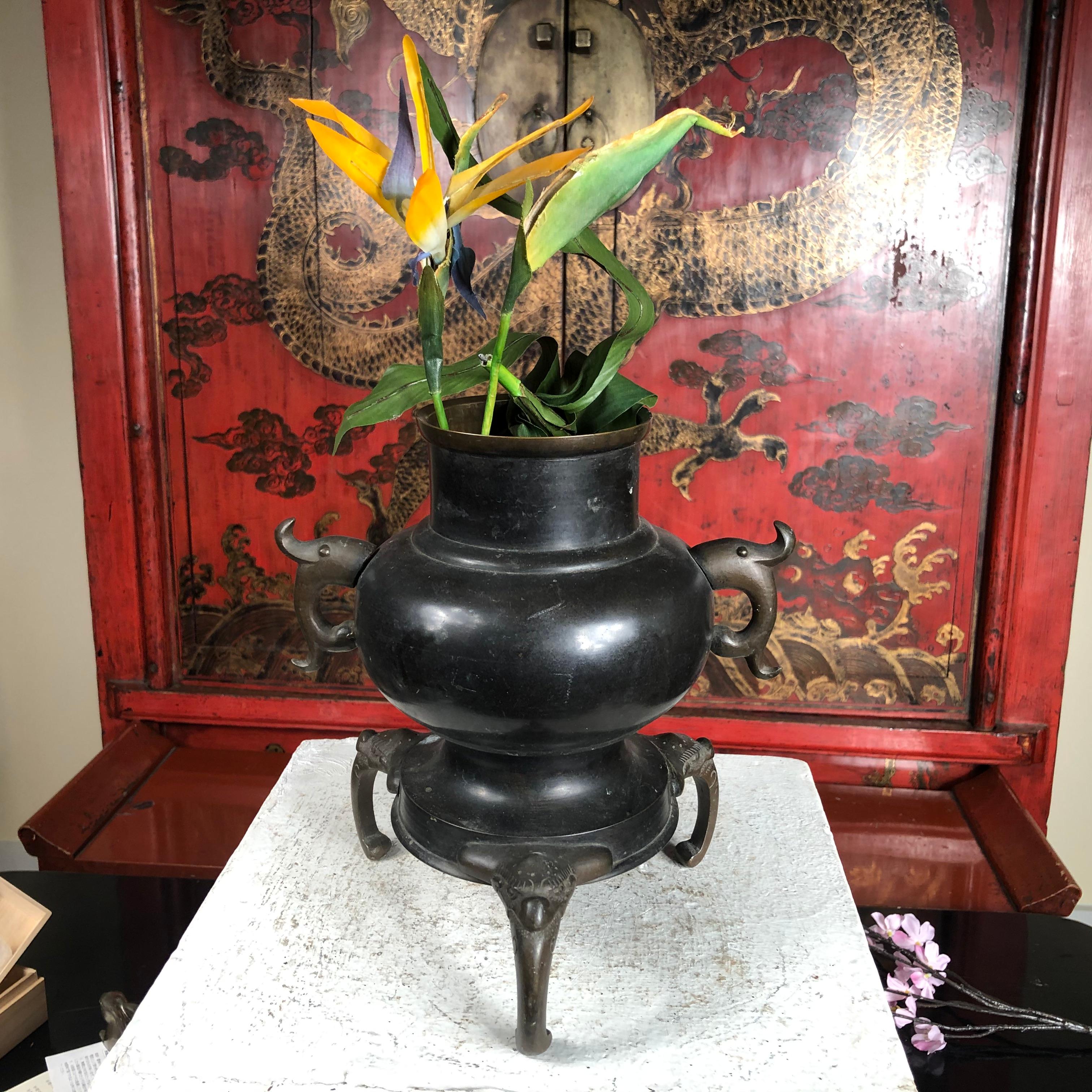 Taisho Japanese Bronze Flower Ikebana Vase
