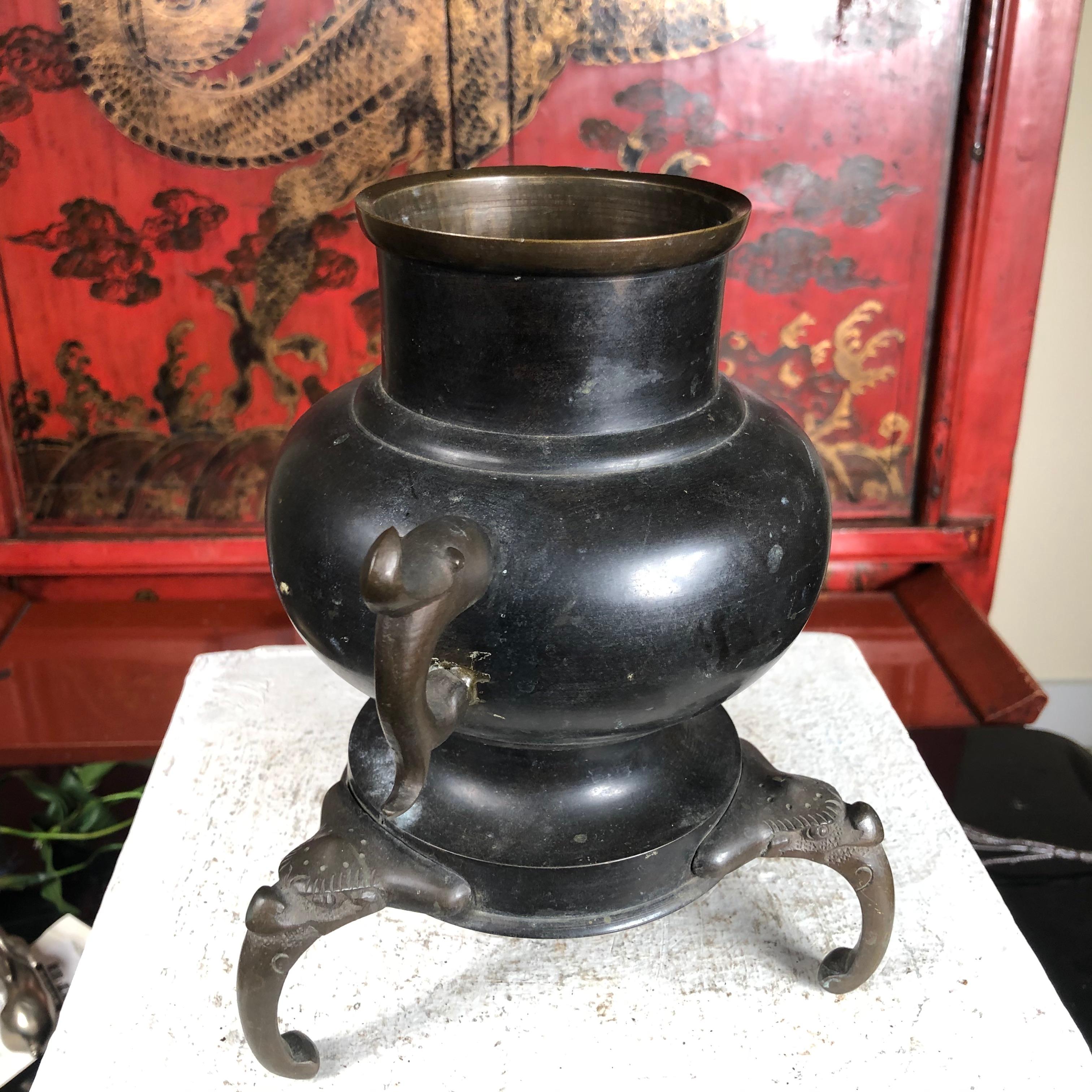 Japanese Bronze Flower Ikebana Vase 1