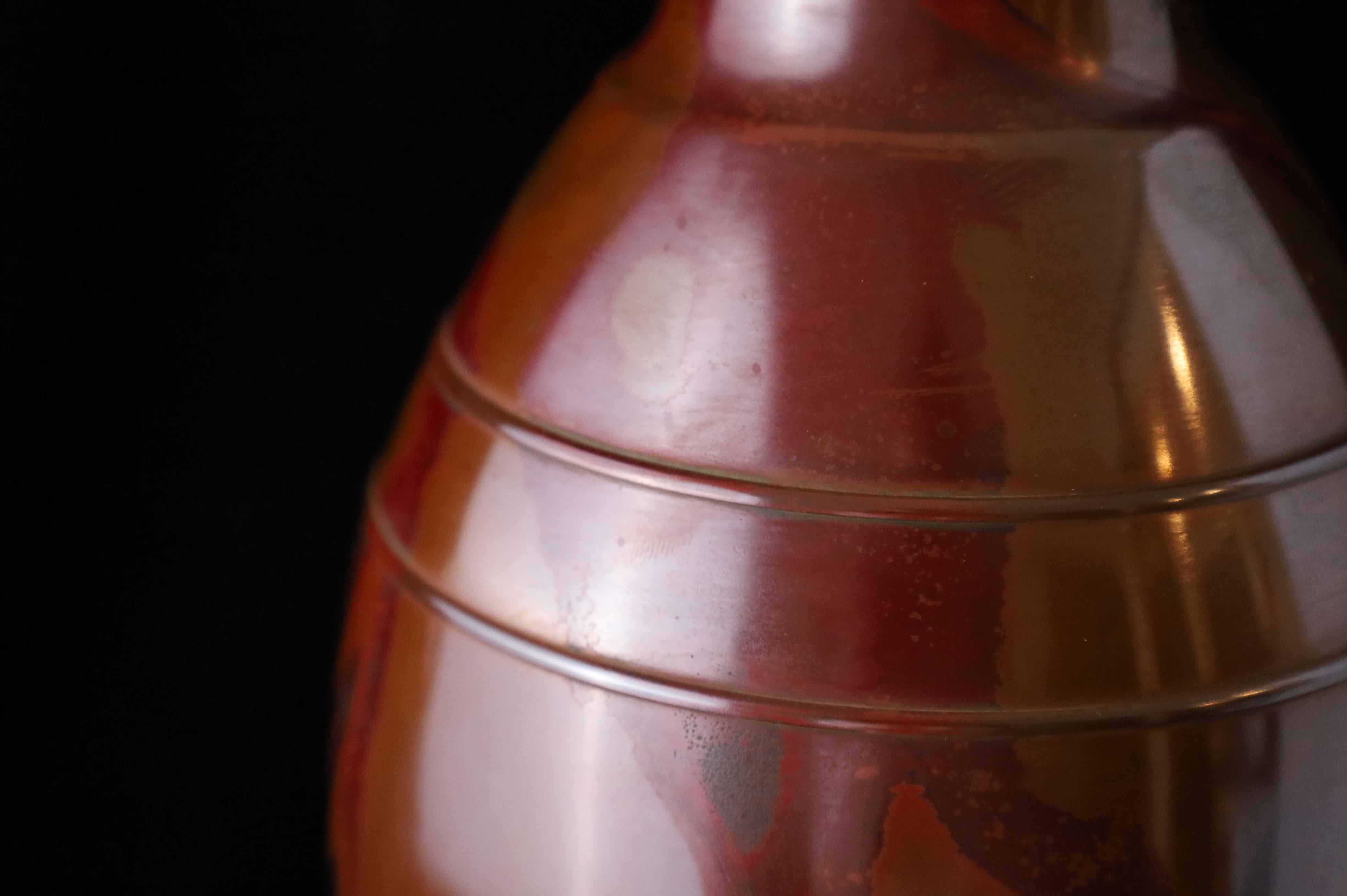 20th Century Japanese Bronze Flower Vase in Hon-yaki Patina by Masaharu  Signed For Sale