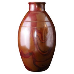 Vintage Japanese Bronze Flower Vase in Hon-yaki Patina by Masaharu  Signed