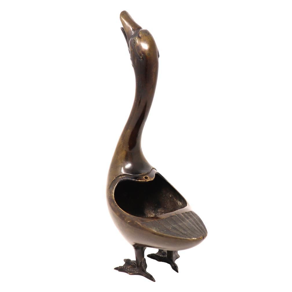 Japanese Bronze Goose Incense Burner For Sale 1