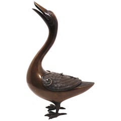 Japanese Bronze Goose Incense Burner