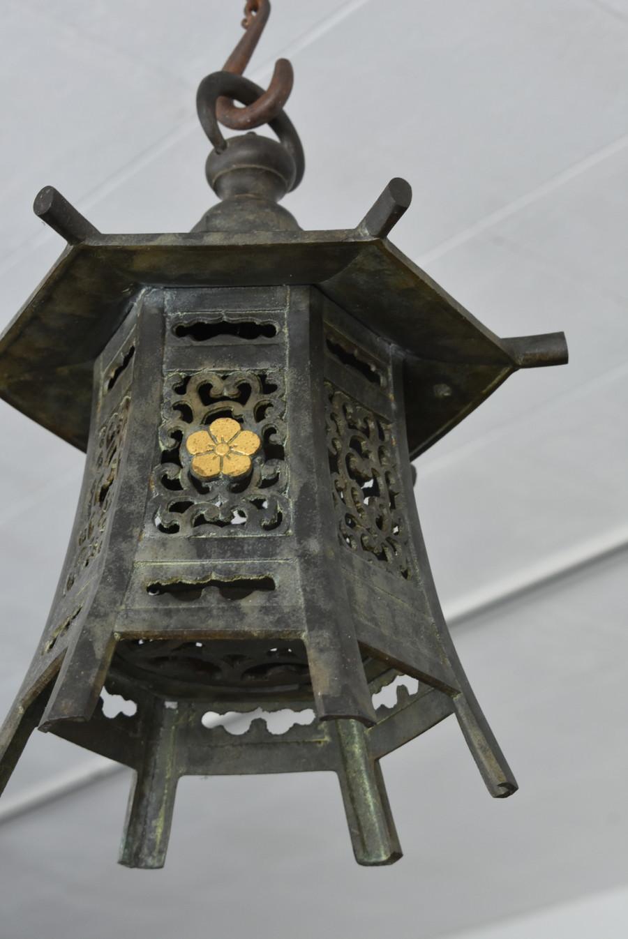 Taisho Japanese Bronze Hanging Lantern/ Bronze Lamp / Antique Casting Lantern