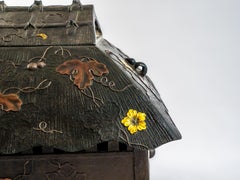 Hibachi japonais en bronze du 19e siècle de la période Meiji