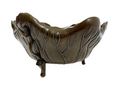 Japanese Bronze Ikebana Lotus Footed Bowl