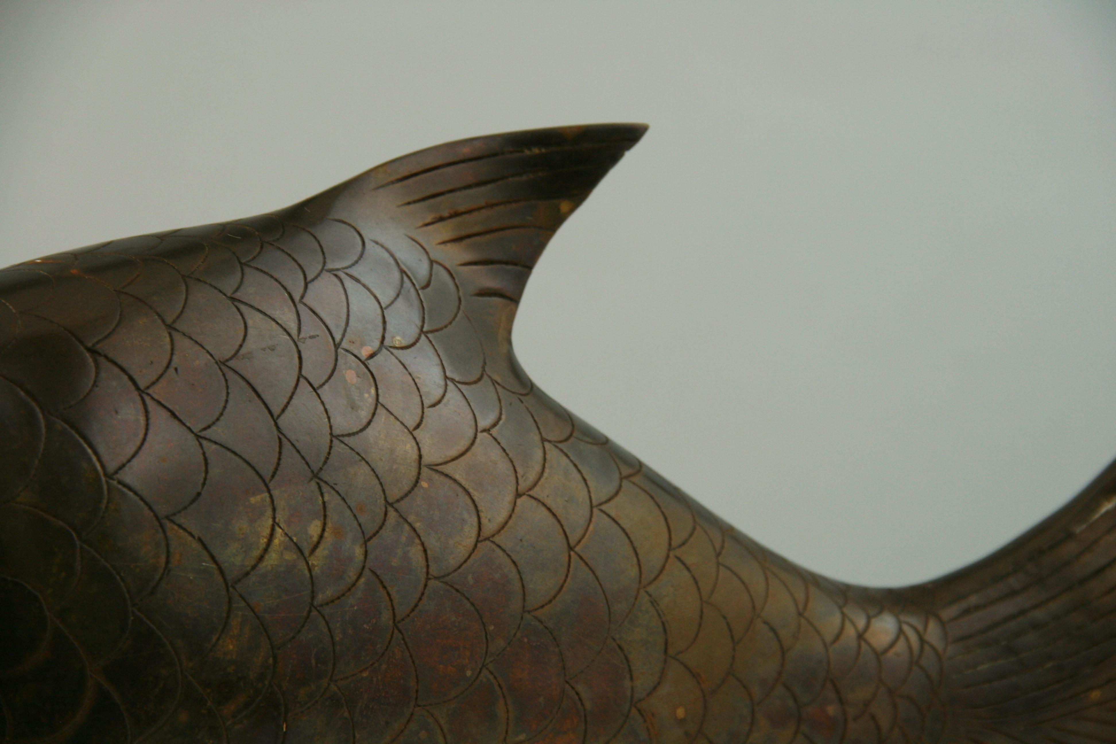 Asian Japanese Garden  Bronze Oversized  Koi  Trophy Fish Fortune and Prosperity