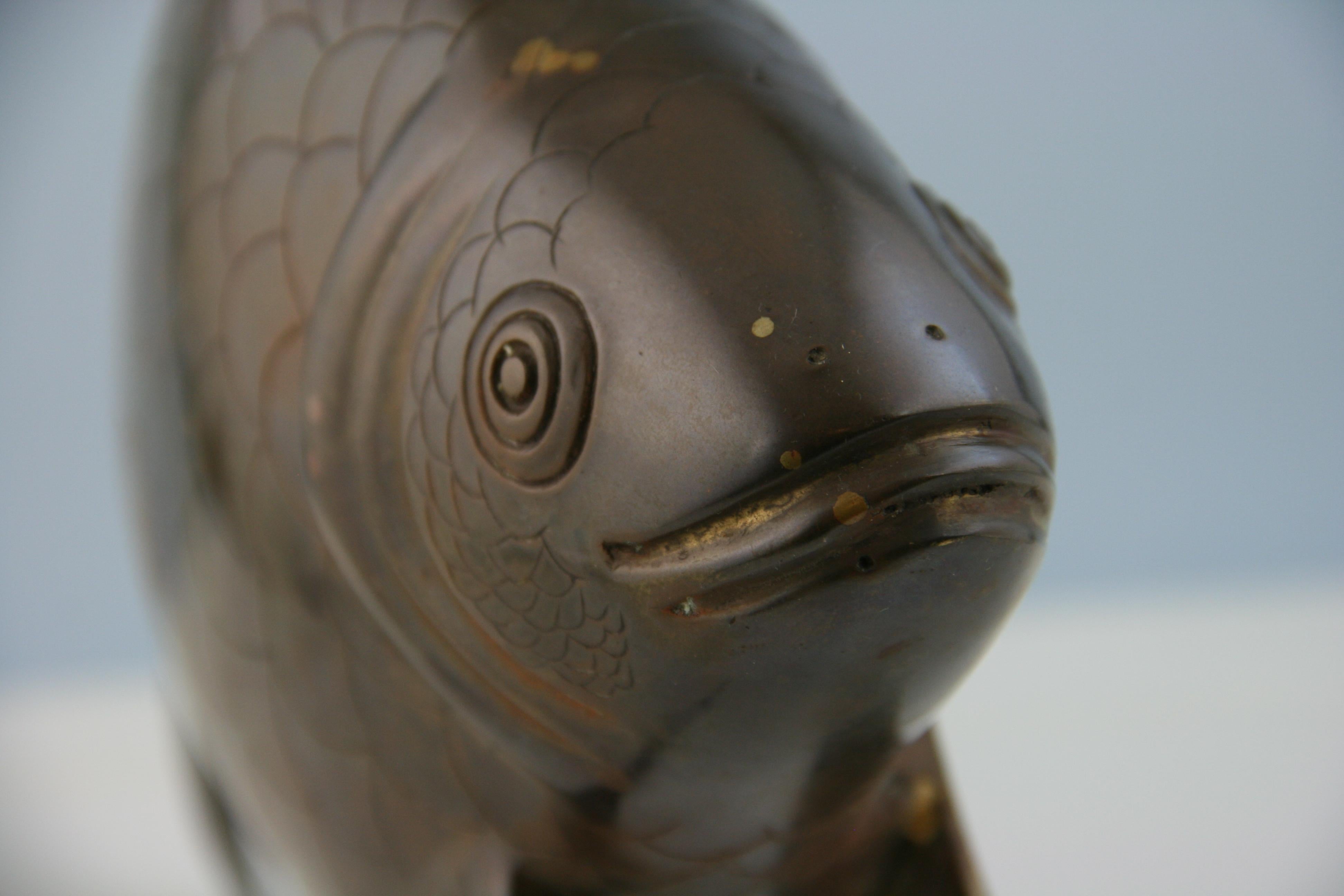 20th Century Japanese Garden  Bronze Oversized  Koi  Trophy Fish Fortune and Prosperity