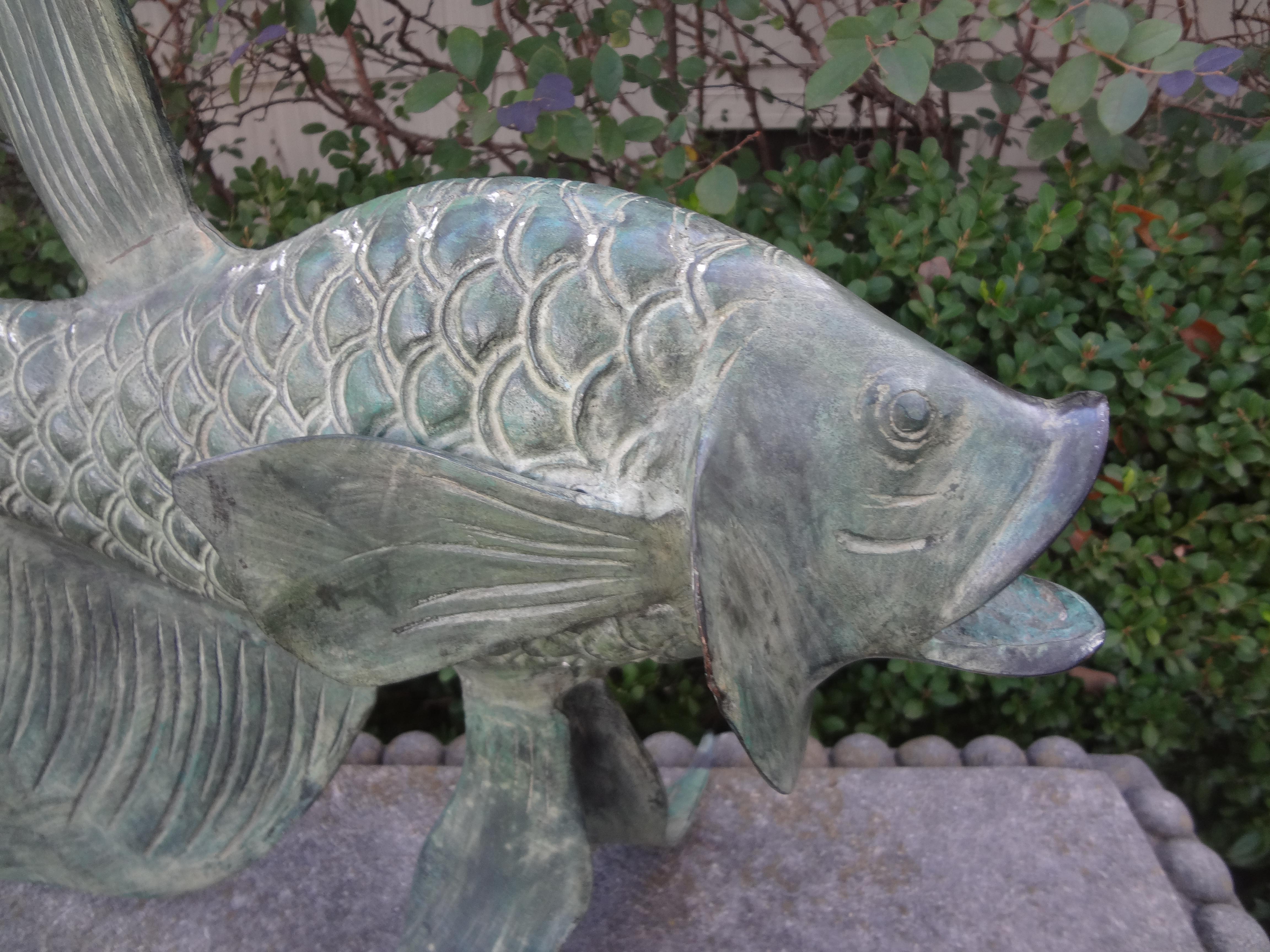 Meiji Japanese Bronze Koi Fish Sculpture For Sale