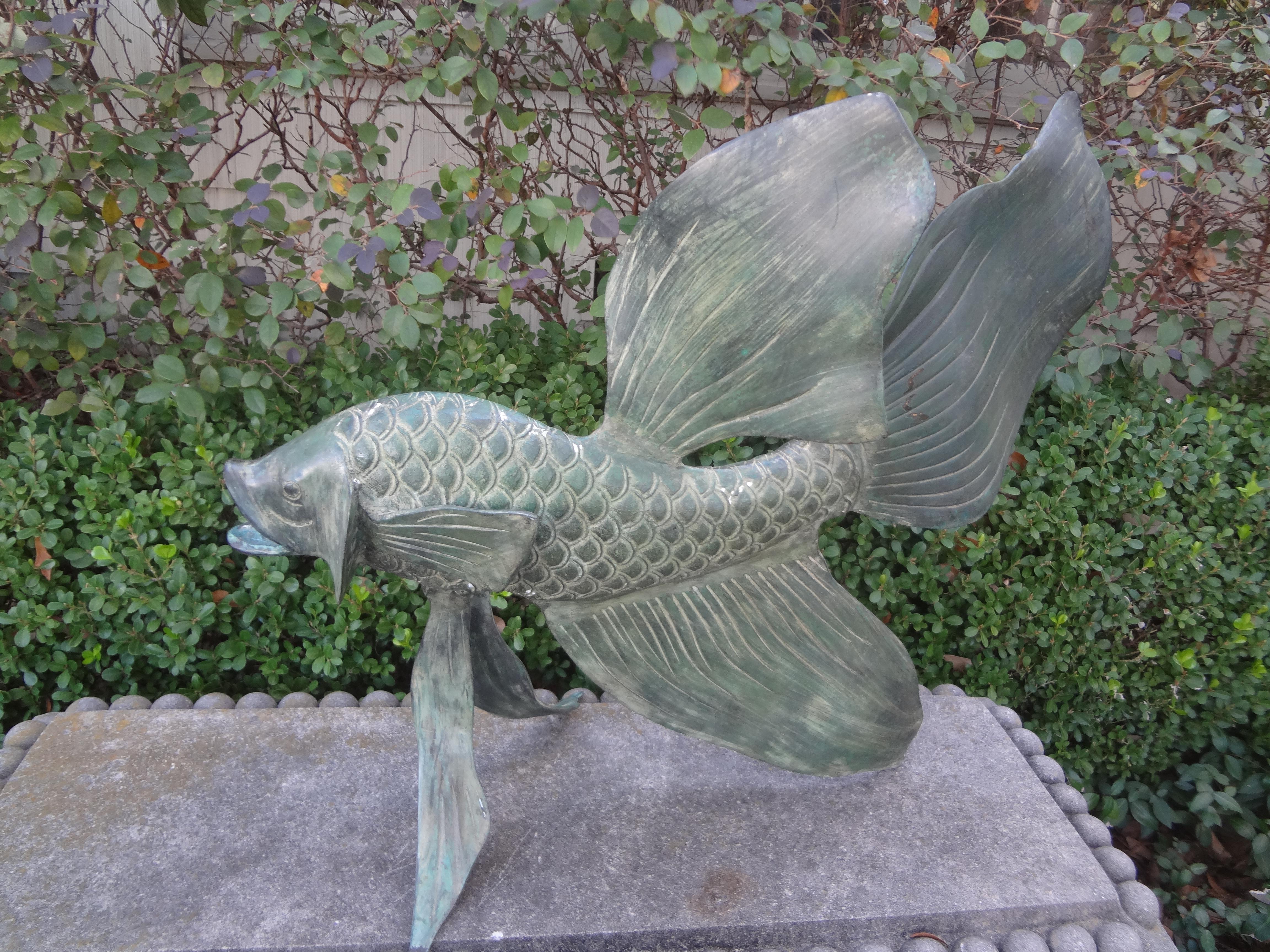 Mid-20th Century Japanese Bronze Koi Fish Sculpture For Sale