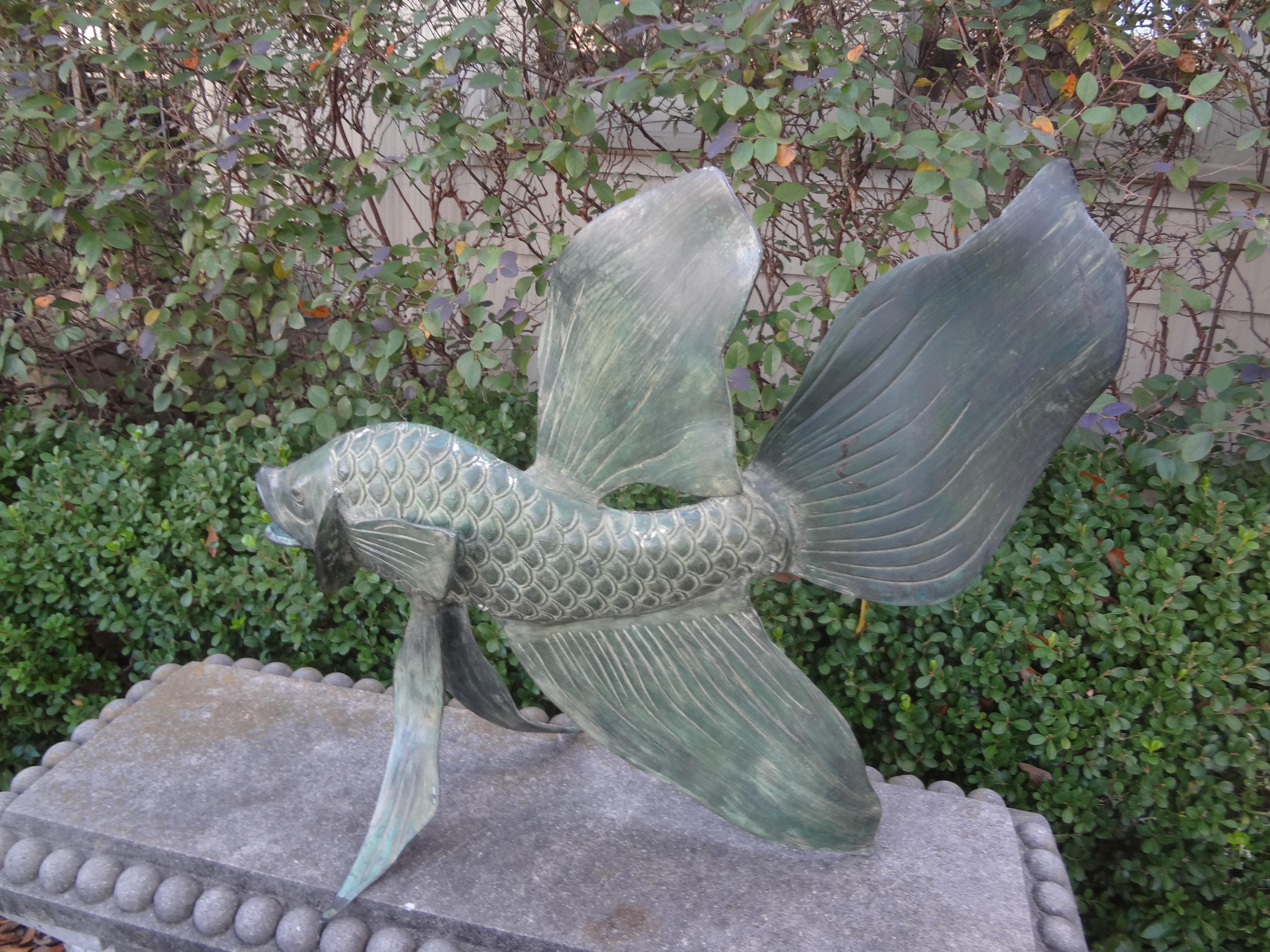 Japanese Bronze Koi Fish Sculpture For Sale 1