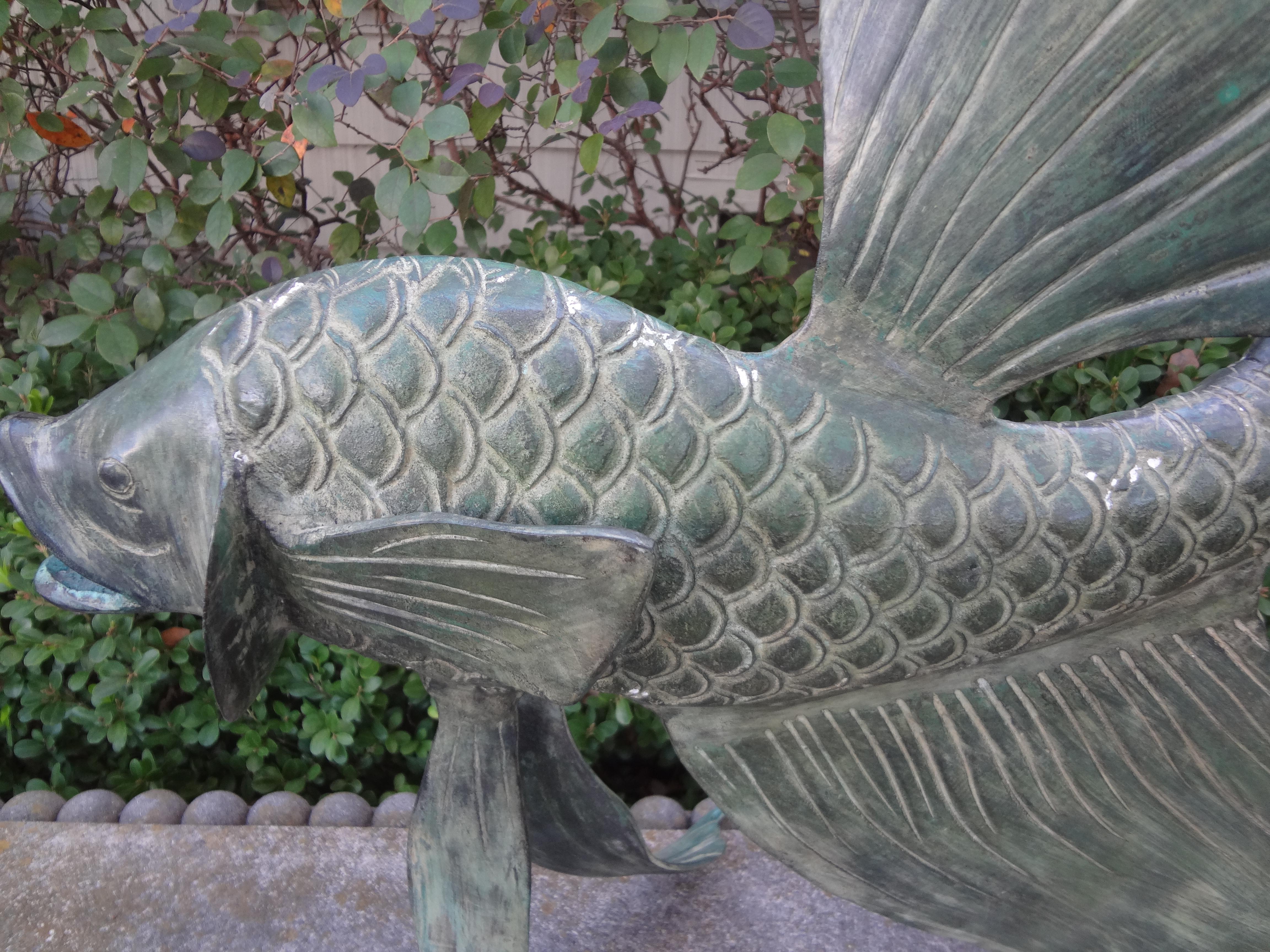 Japanese Bronze Koi Fish Sculpture For Sale 2