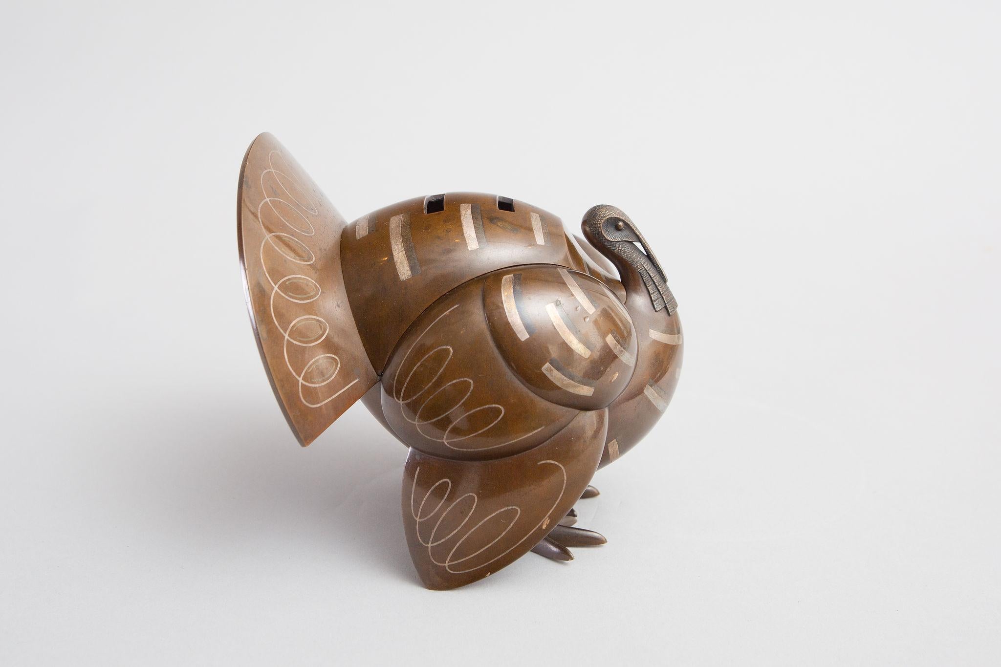 Meiji Japanese Bronze Koro ‘Incense Burner’ in the Shape of a Turkey For Sale