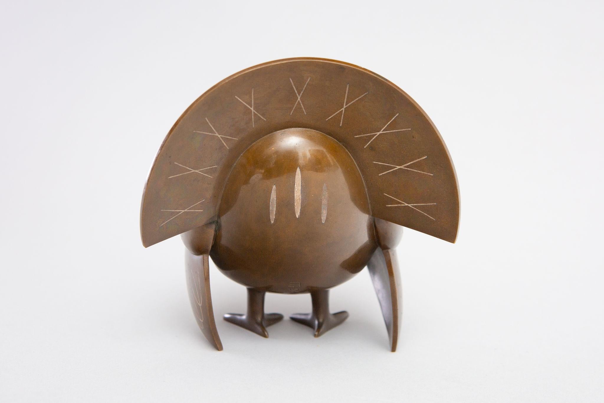 Japanese Bronze Koro ‘Incense Burner’ in the Shape of a Turkey In Good Condition For Sale In Hudson, NY