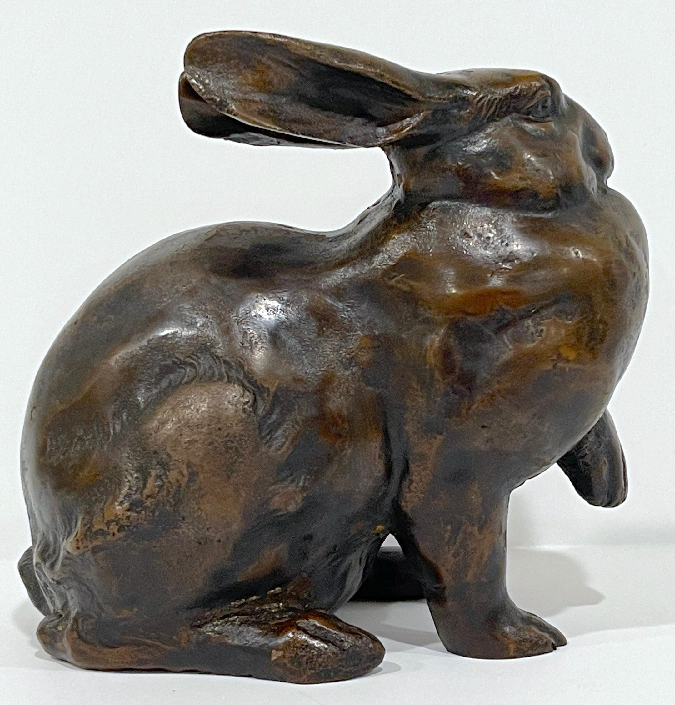 20th Century Japanese Bronze Meiji Period Bronze Sculpture of a Usagi (Rabbit)  For Sale