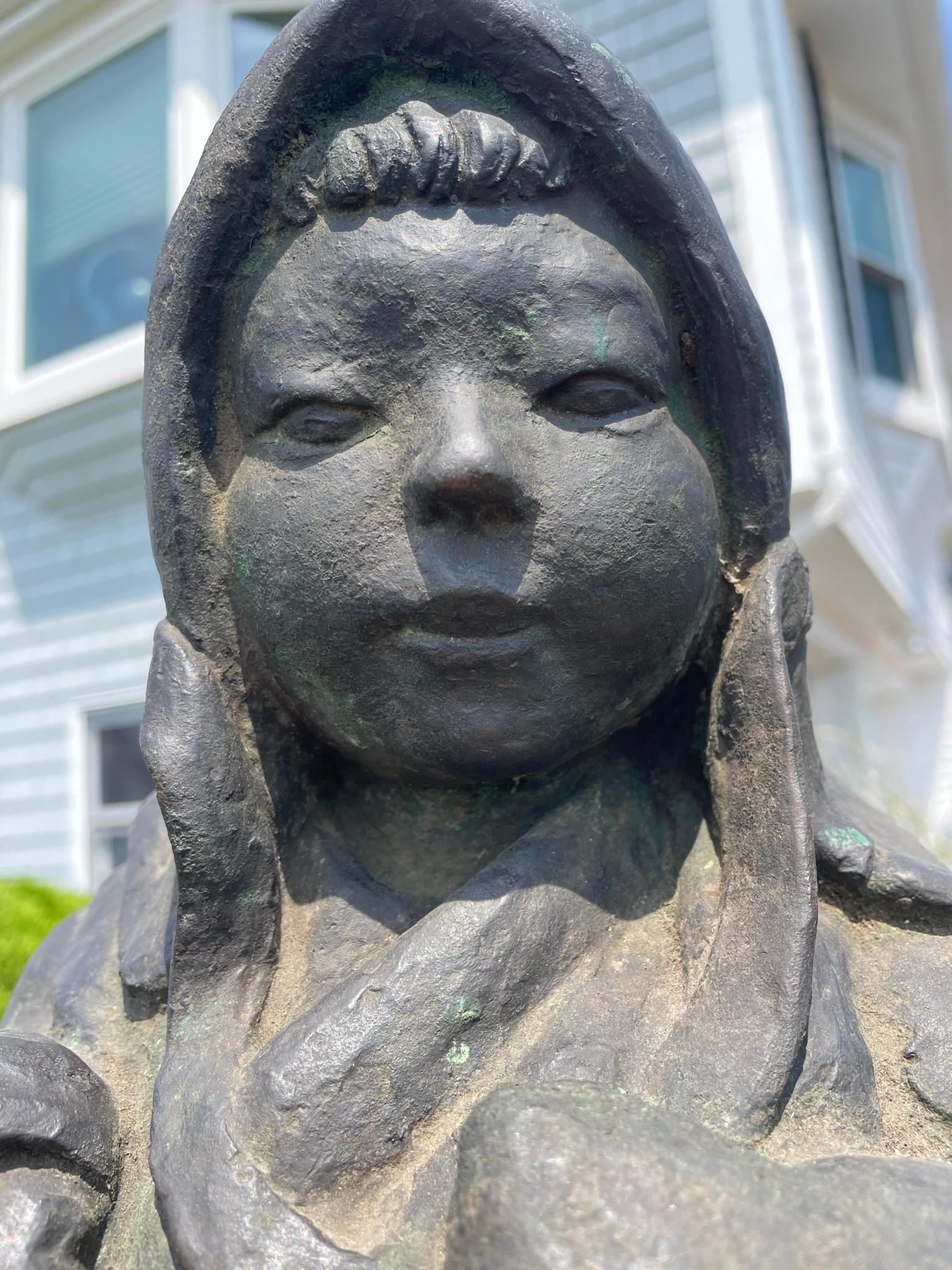 Japanische Bronzeskulptur „Schweet Child Zenmoto“ aus der Mitte des Jahrhunderts im Zustand „Gut“ im Angebot in South Burlington, VT