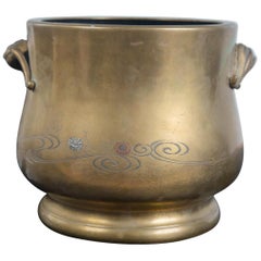 Japanese Bronze Mixed Metal Cache Pot