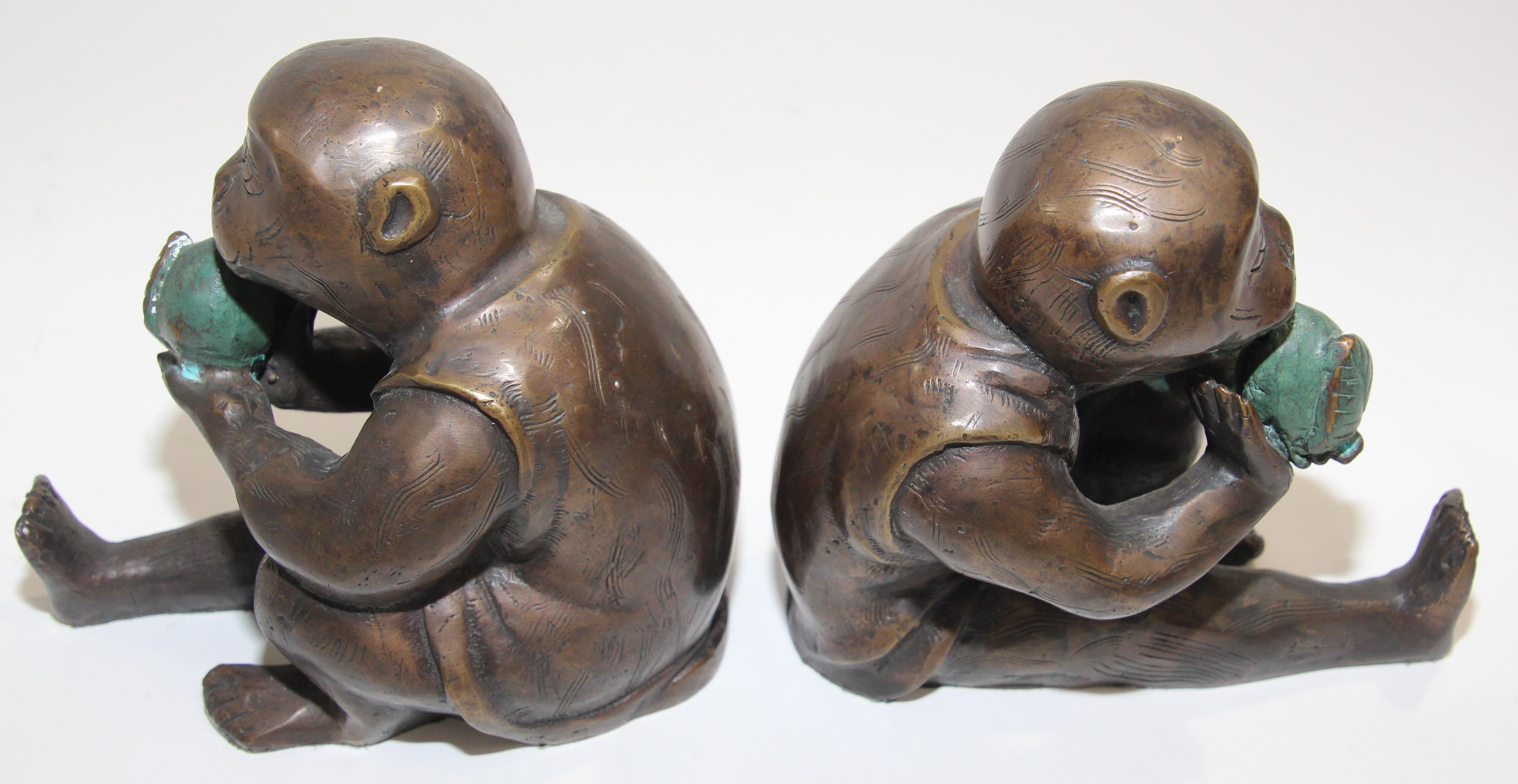 Japanese Bronze Monkey Okimono Meiji Style Figures 9