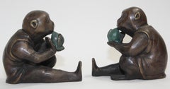 Japanese Bronze Monkey Okimono Meiji Style Figures