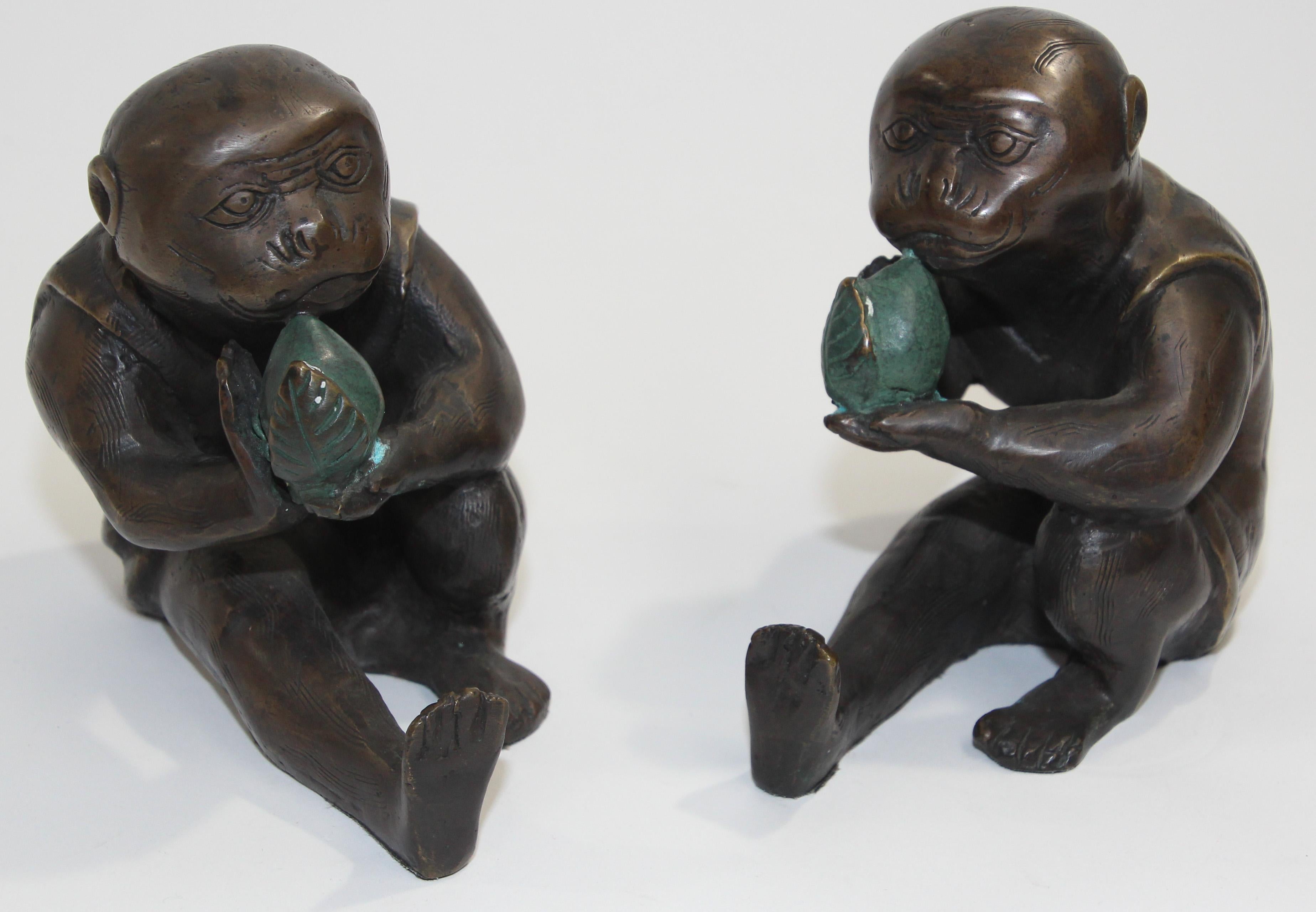 Cast Japanese Bronze Monkey Okimono Meiji Style Figures