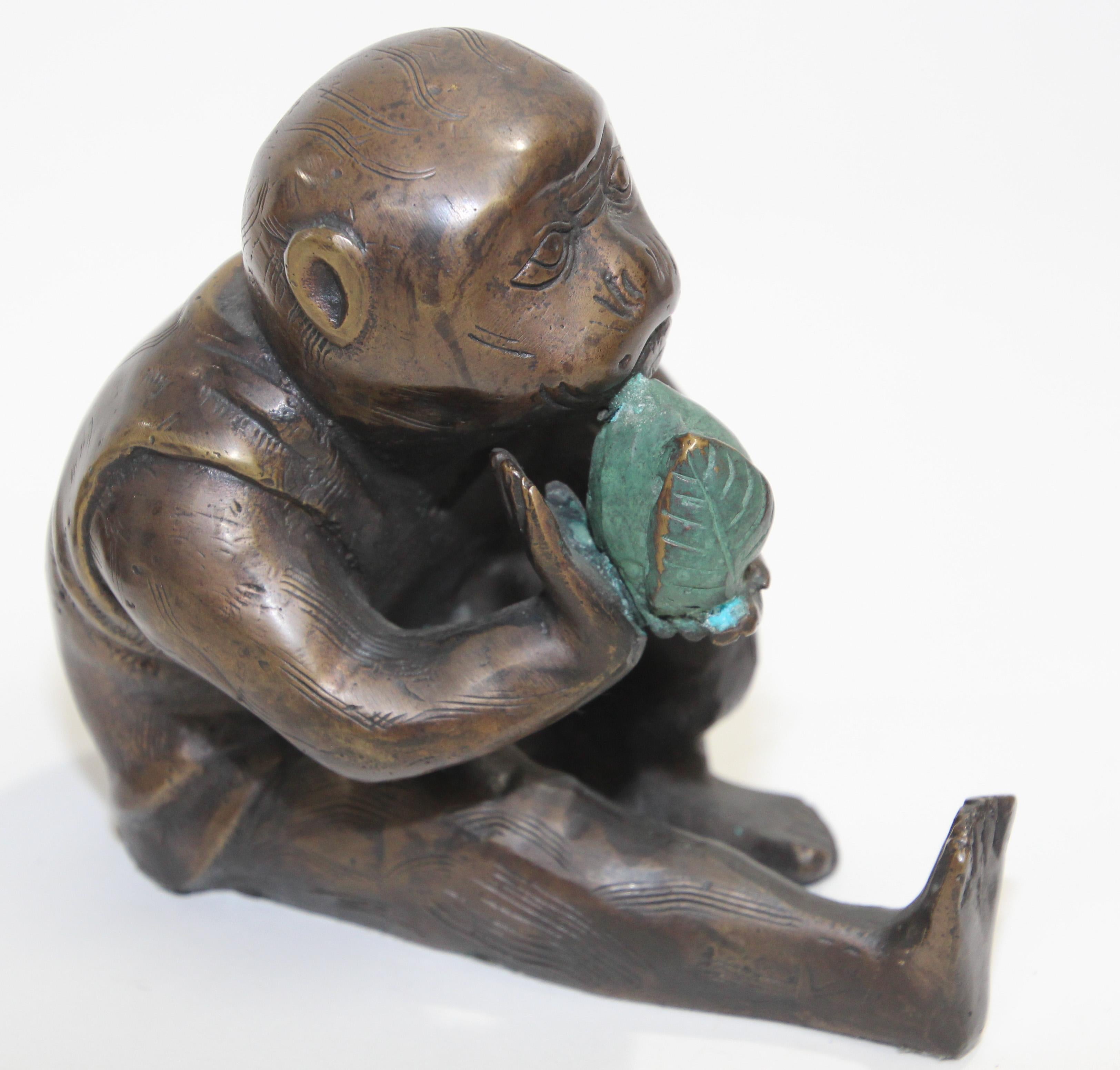 Japanese Bronze Monkey Okimono Meiji Style Figures 1