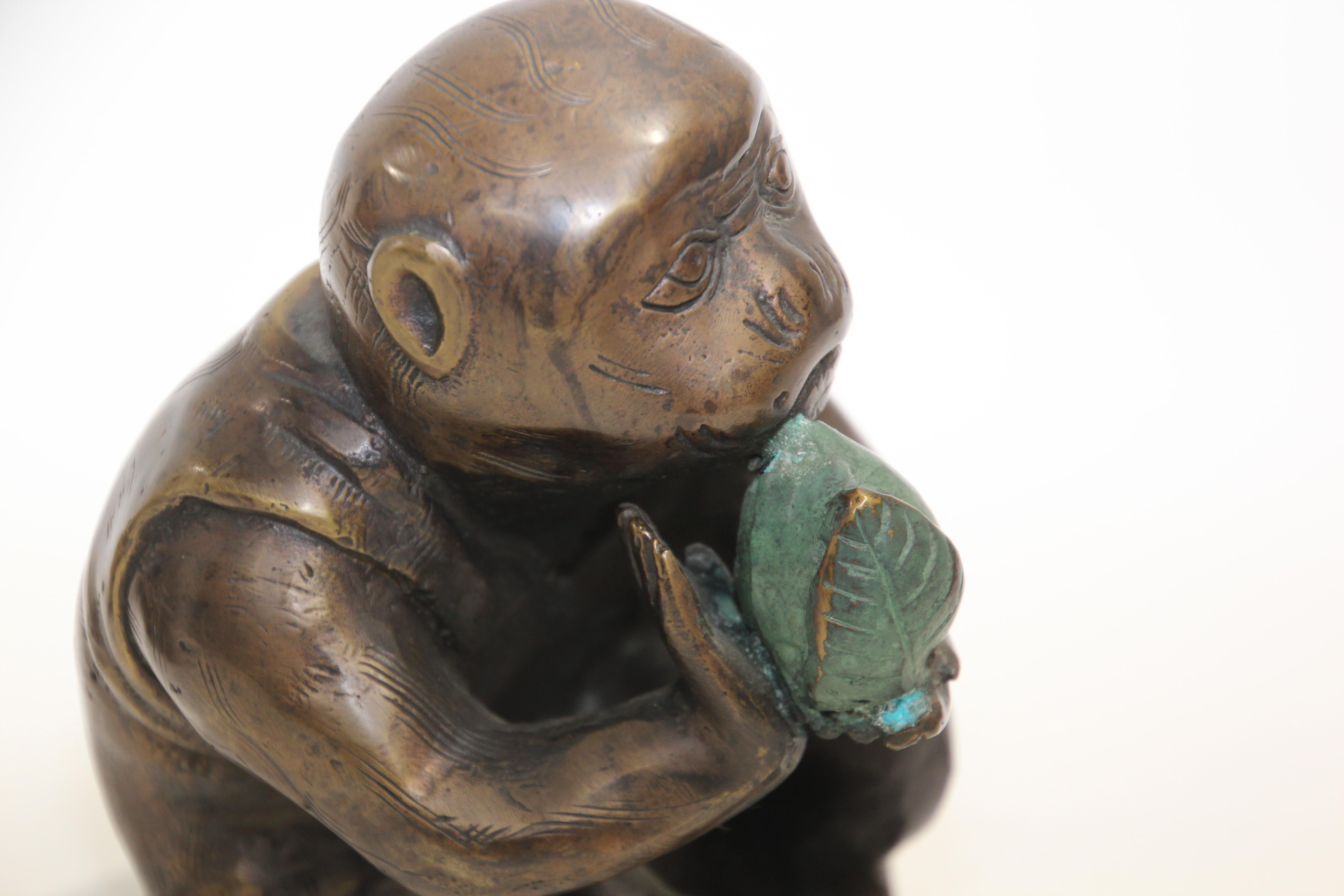 Japanese Bronze Monkey Okimono Meiji Style Figures 2