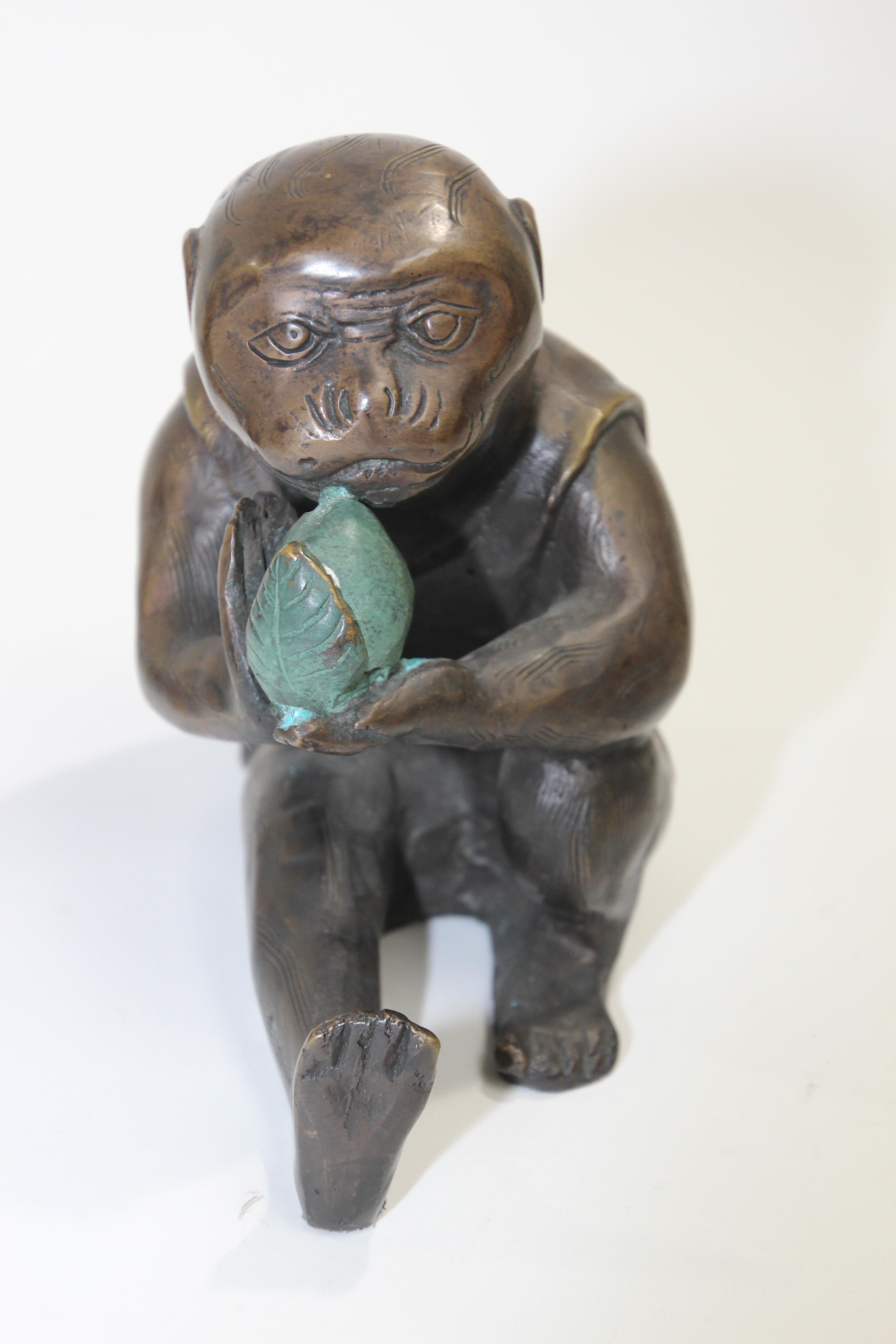 Japanese Bronze Monkey Okimono Meiji Style Figures 3