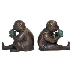 Okimono japonais en bronze pour singe Style Meiji Figures
