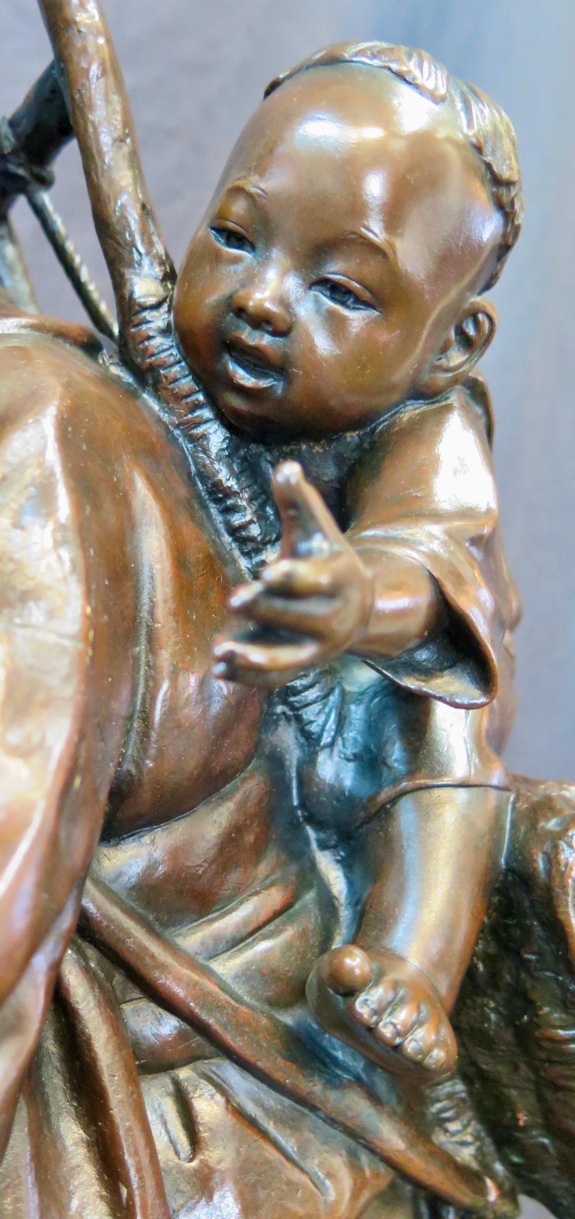 Japanese Bronze Mother & Child 6