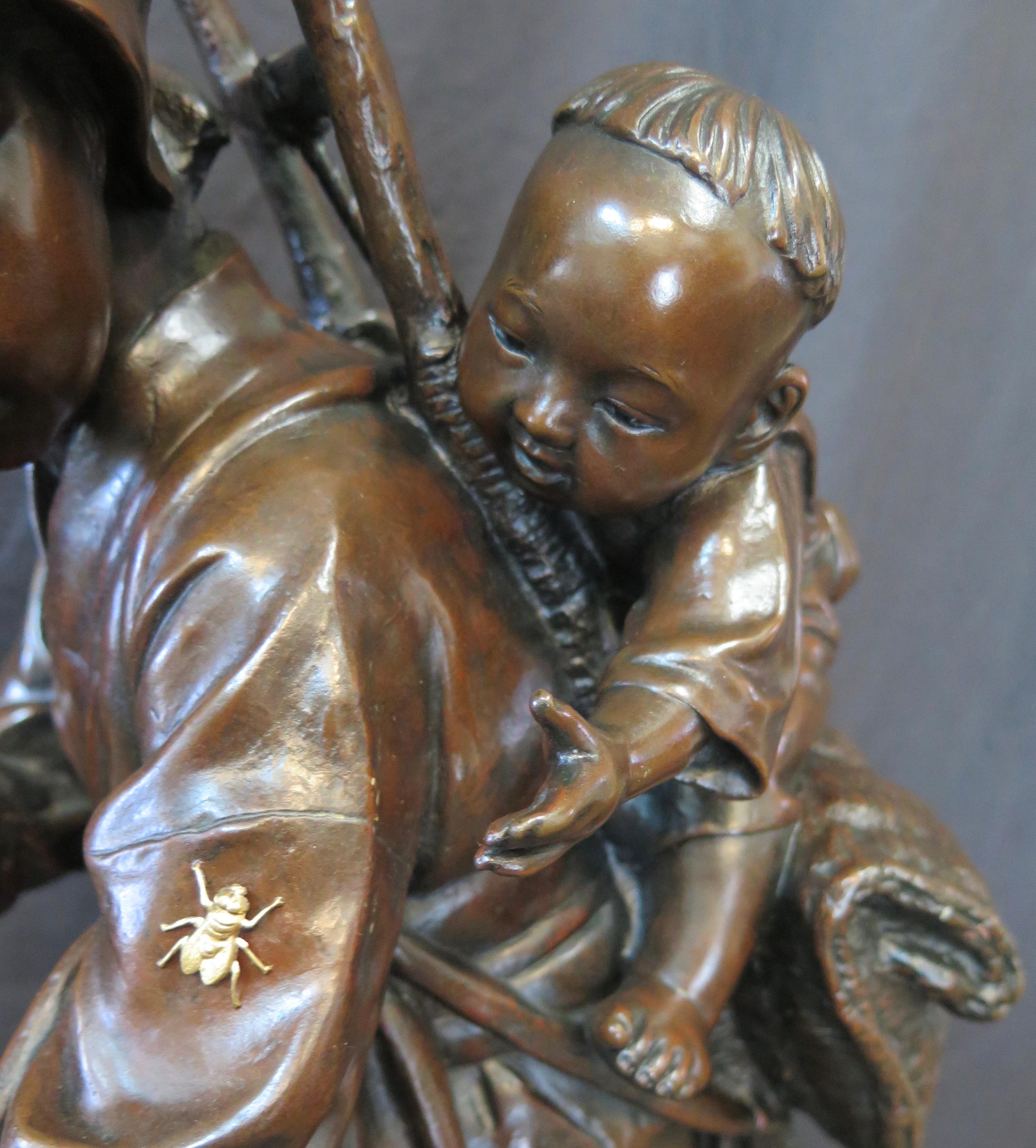 Japanese Bronze Mother & Child 7