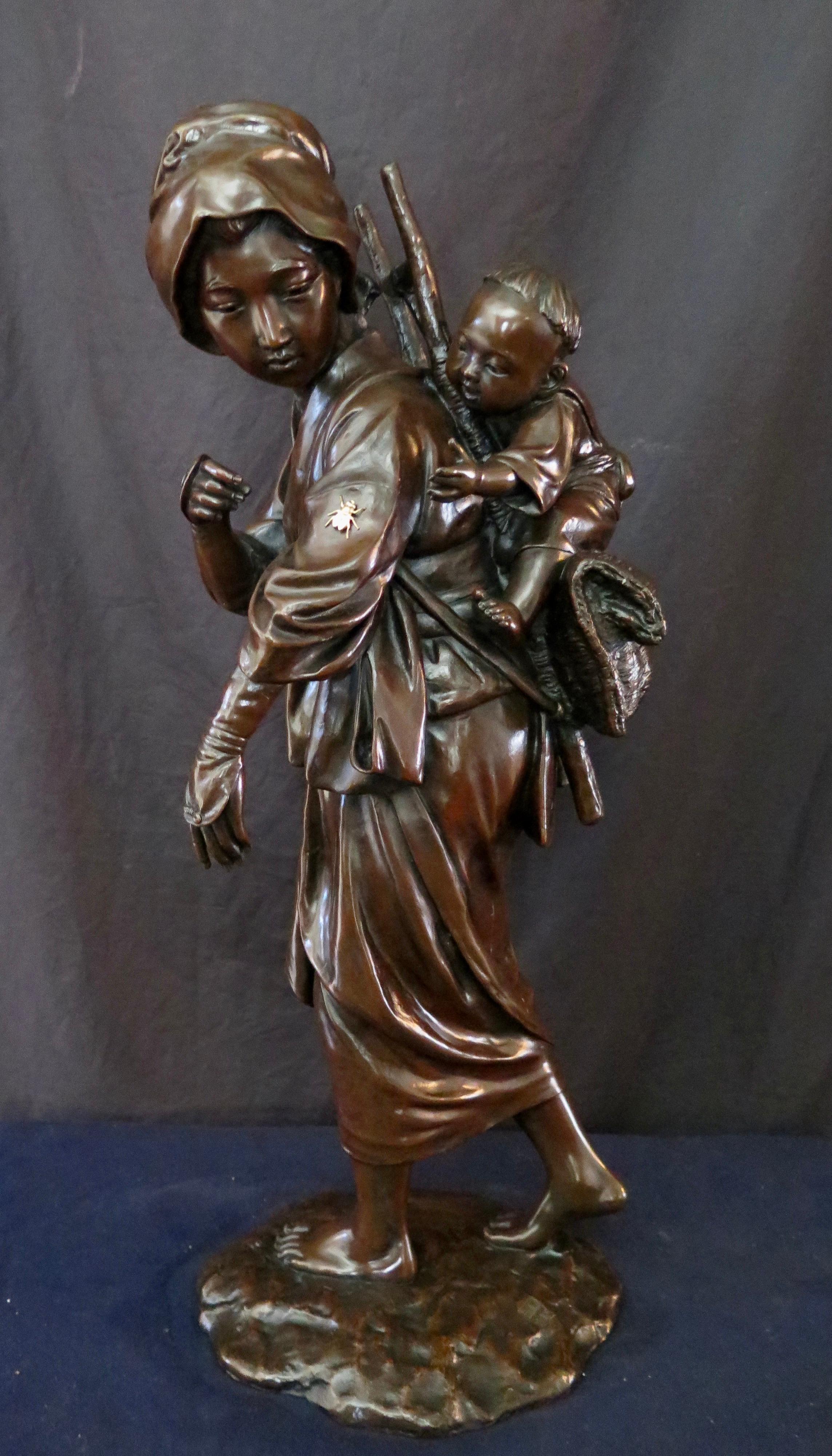 Japanese Bronze Mother & Child 10